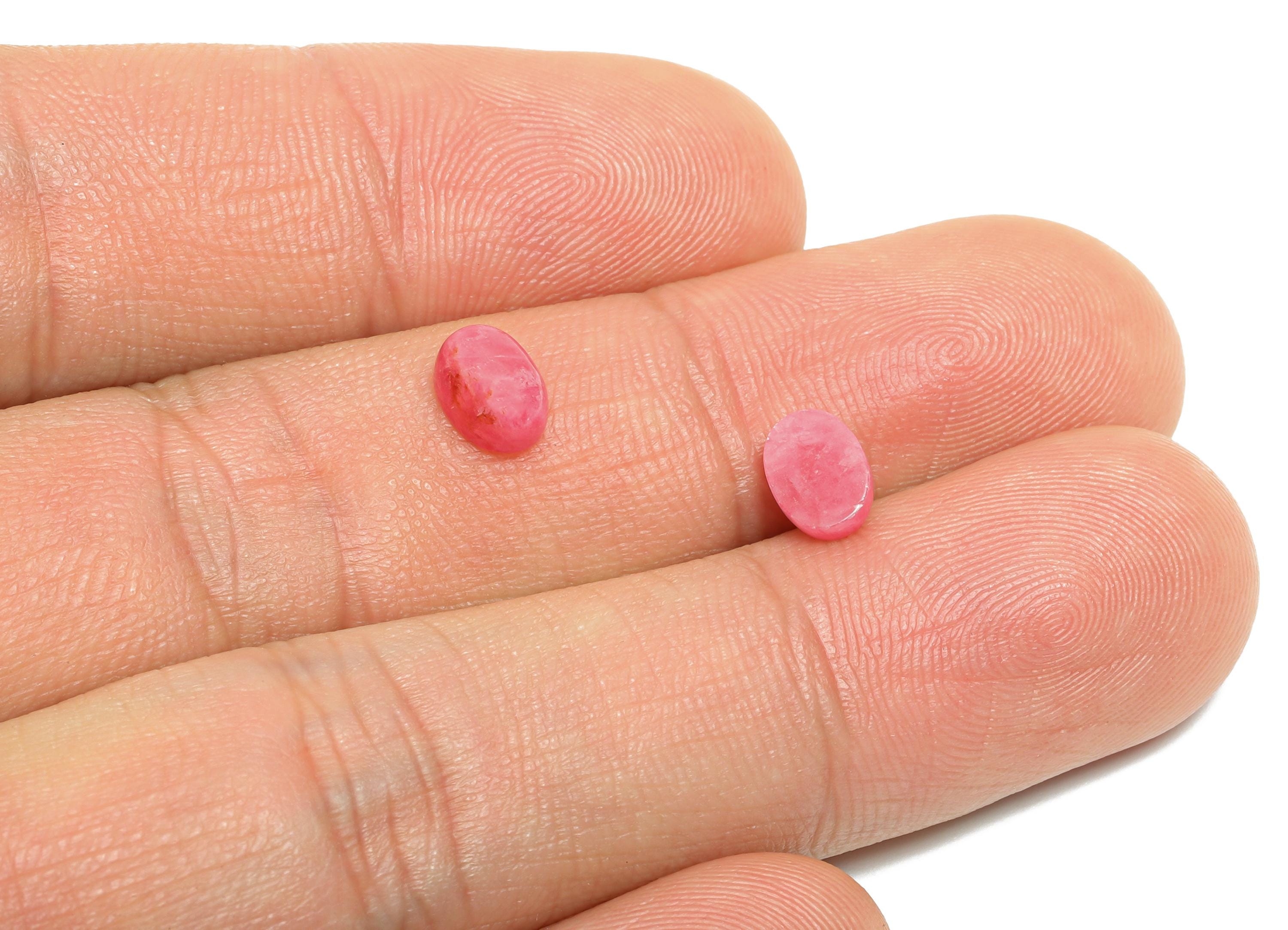 5*7mm Cabochon Oval Rhodanite Stone - Pink Brasil Rose For Crafts - Pink Stone For Bezel Setting - Rhodanite Stone For Jewelry Making-NS2715 - DOMEDBAZAAR