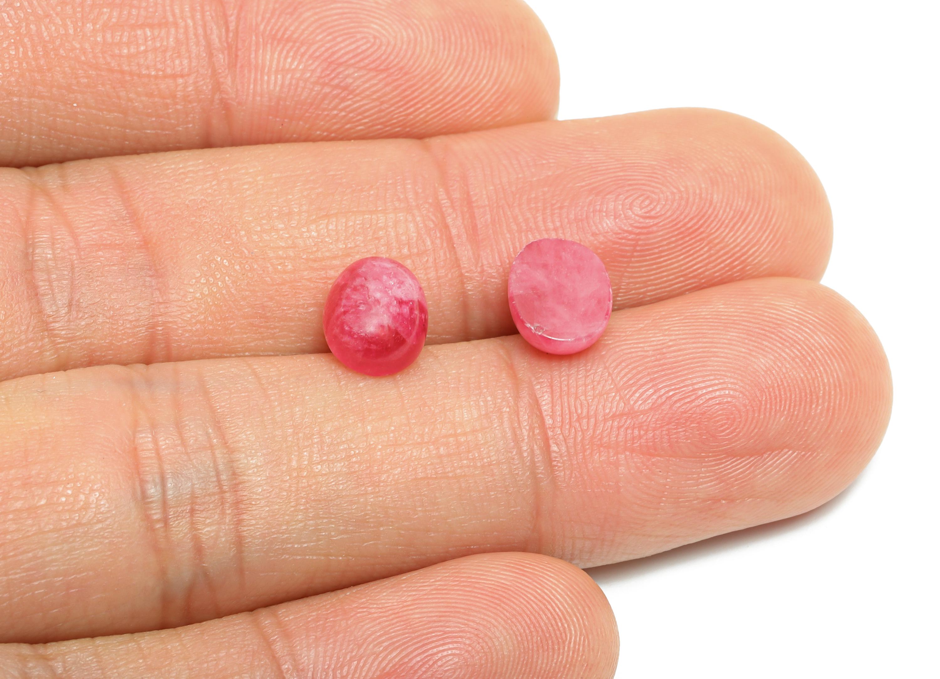 7*9mm Cabochon Oval Rhodanite Stone - Pink Brasil Rose For Crafts - Pink Stone For Bezel Setting - Rhodanite Stone For Jewelry Making-NS2716 - DOMEDBAZAAR