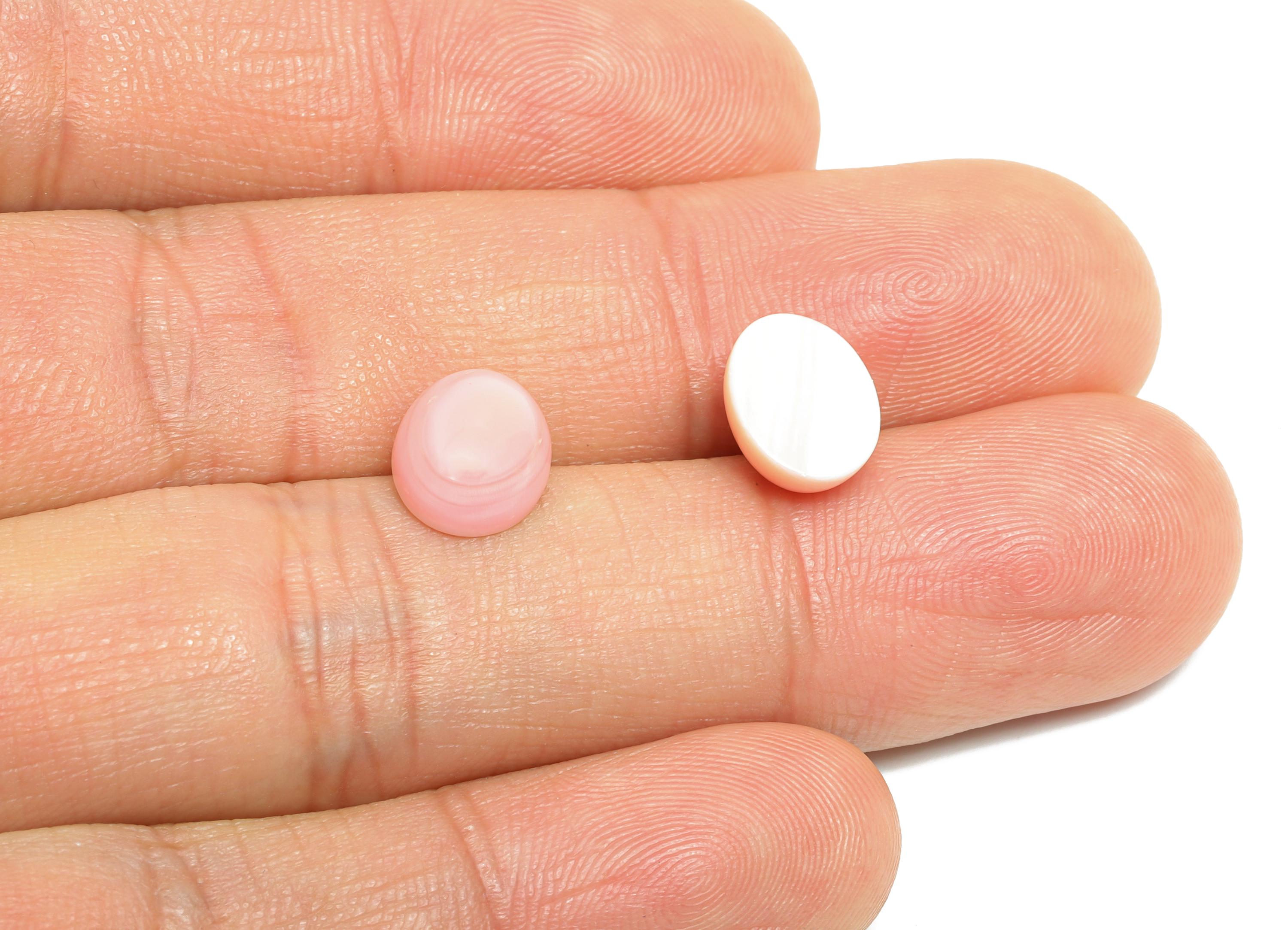 7.8*9.7mm Cabochon Oval Conch Shell - Pink Conch Shell For Crafts - Geometry Stone For Bezel Setting - Stone For Jewelry Making - NS2710 - DOMEDBAZAAR