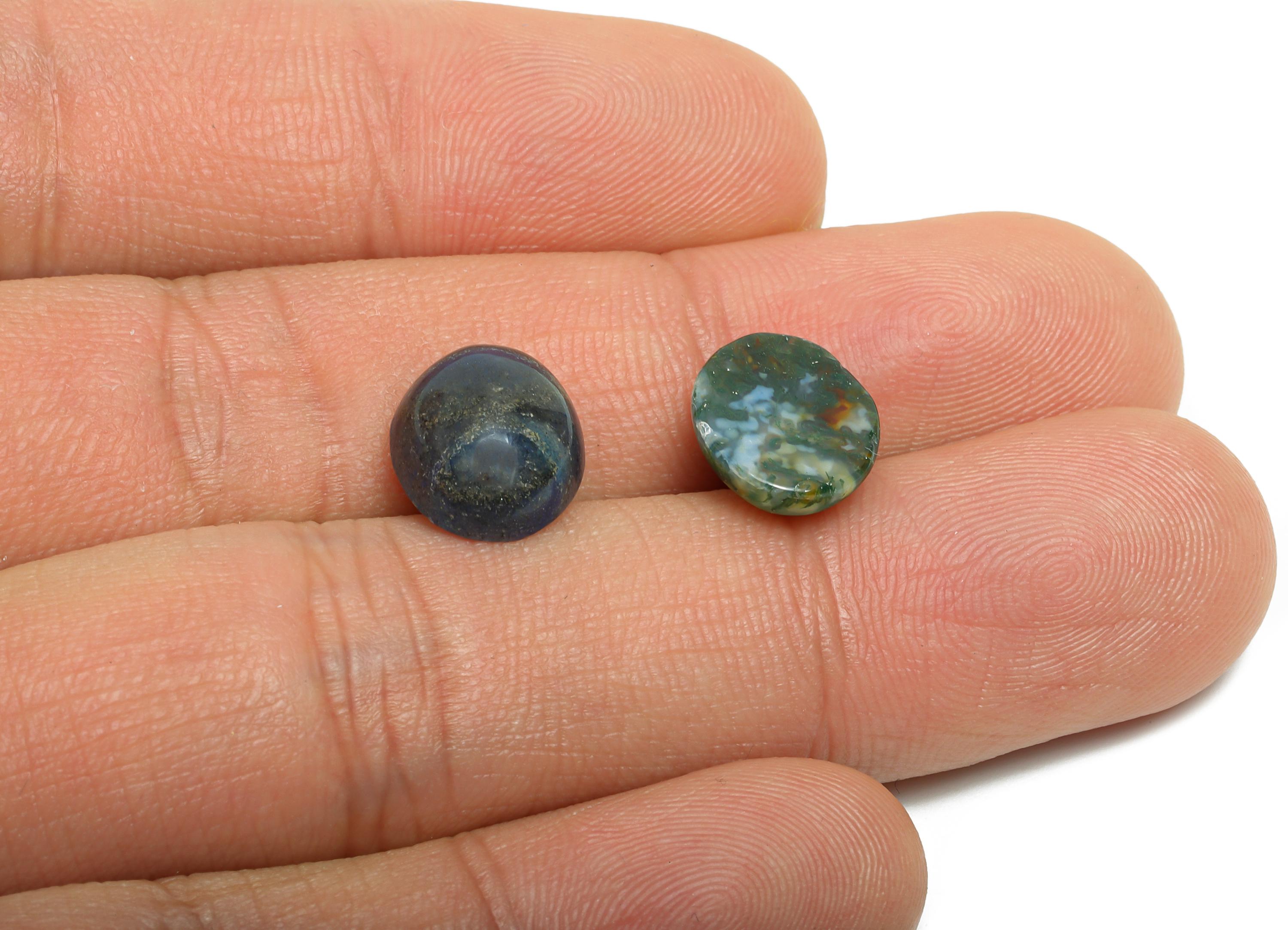 10*12mm Water Grass Agate Cabochon - Oval Natural Stone for Jewelry Making - Bezel Setting Stone for Ring or Pendant - Craft Supplies-NS2915 - DOMEDBAZAAR