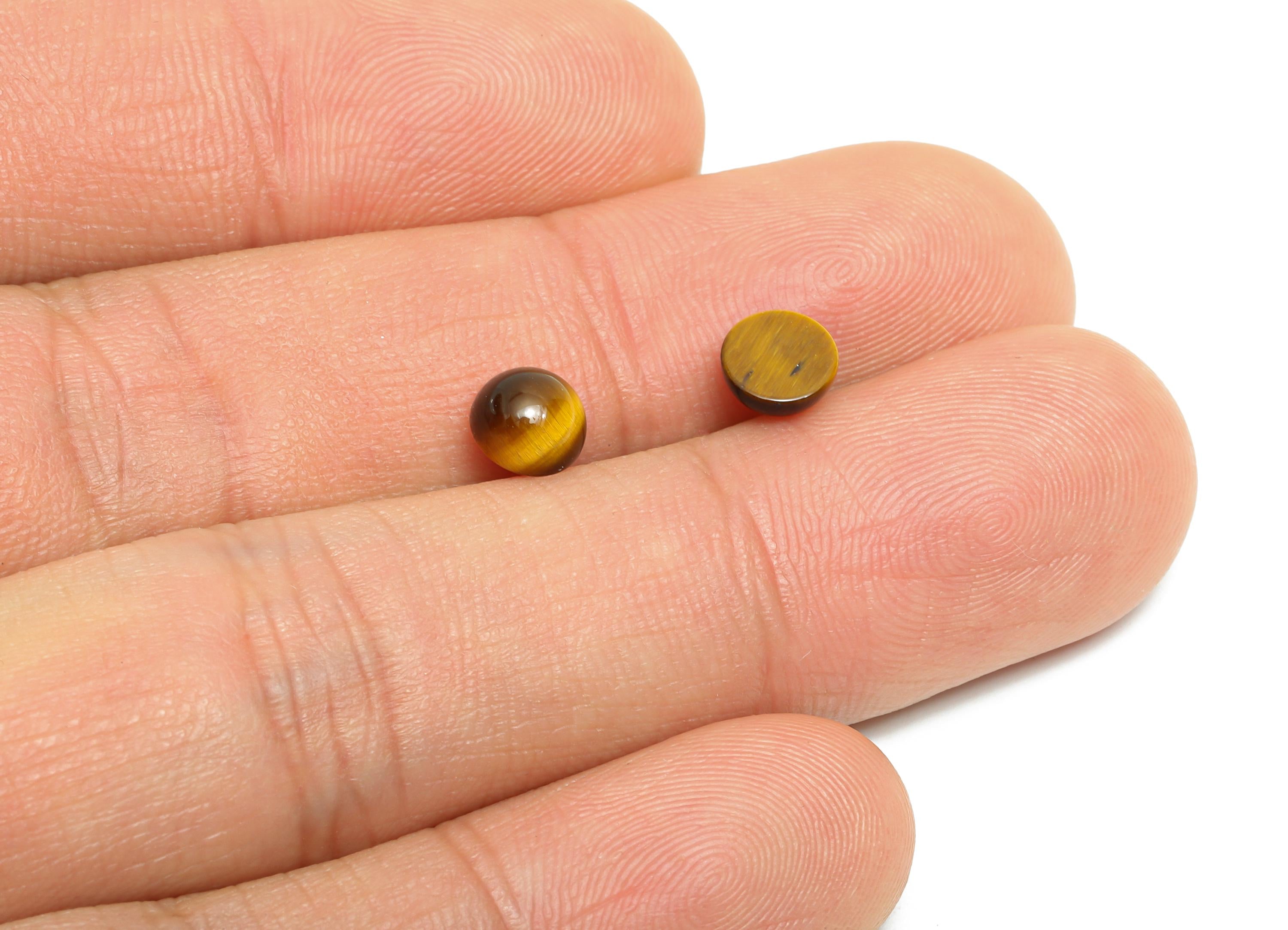 6mm Tigereye Cabochon - Round Bezel Setting Stone for Jewelry Making - Smooth Tigereye Cabochon for Ring - Healing Stone Gemstone - NS2938 - DOMEDBAZAAR