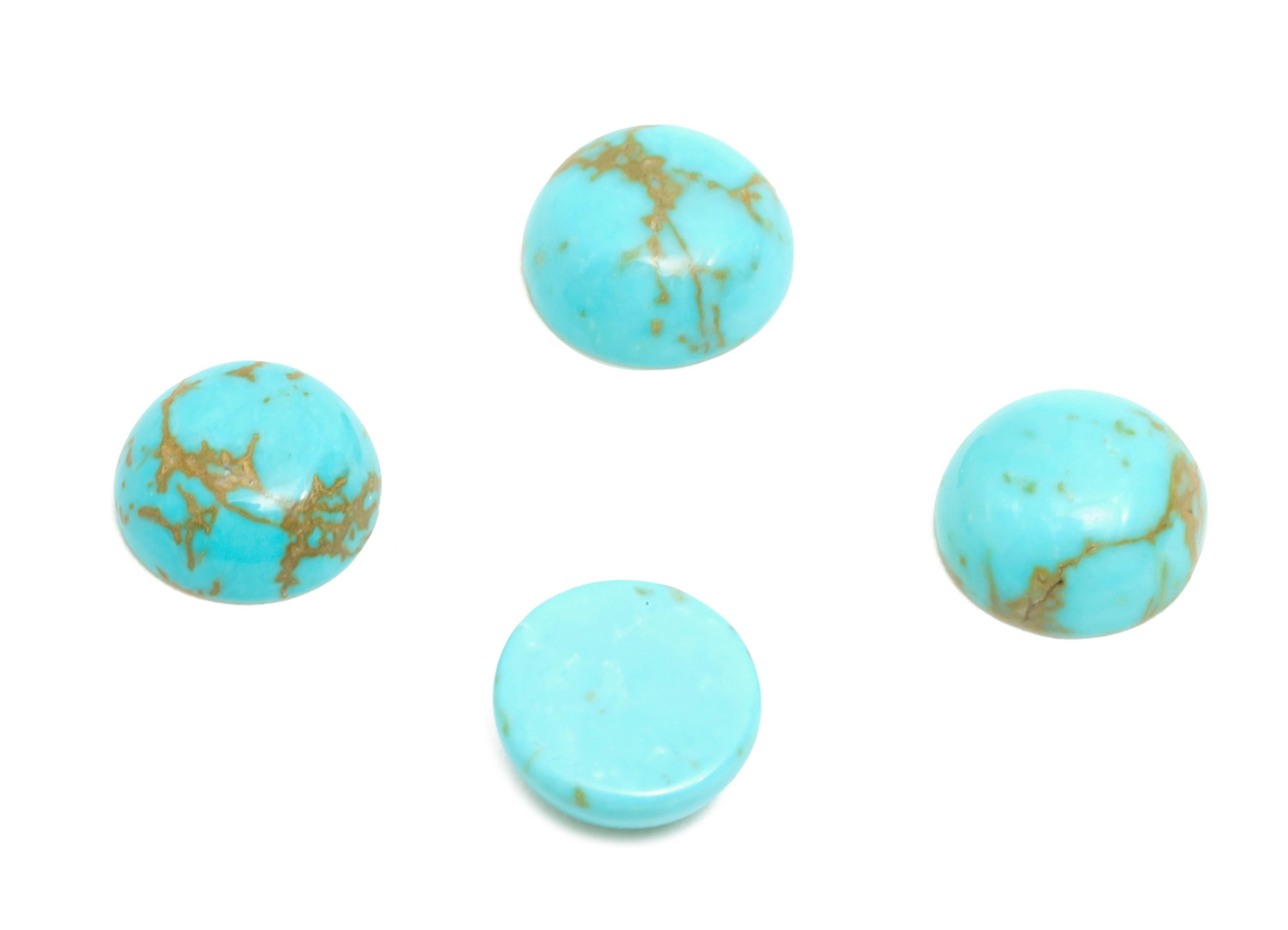 6mm Blue Turquoise Cabochon - Round Bezel Setting Stone for Jewelry Making - Smooth Cabochon for Ring - Healing Stone Gemstone - NS2937 - DOMEDBAZAAR