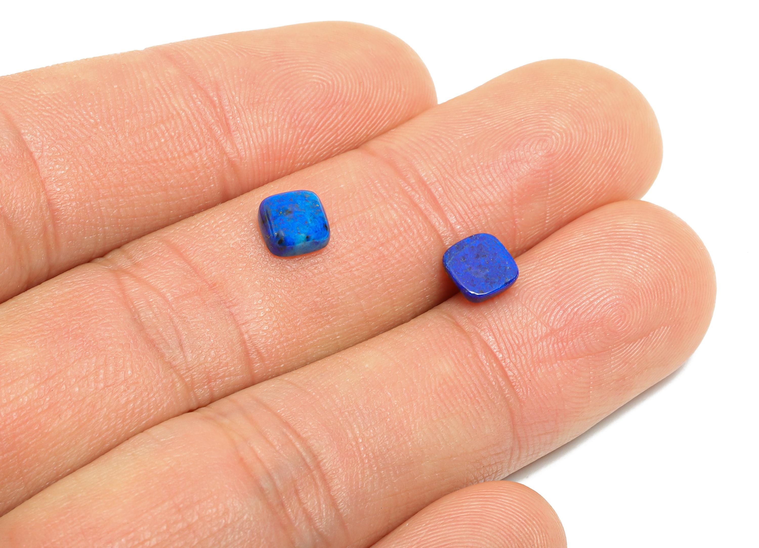 6mm Cabochon Square Deep Blue Lapis Stone - High-Quality Lapis Lazuli For DIY Jewelry - Polished Healing Stone For Jewelry Setting - NS2721 - DOMEDBAZAAR