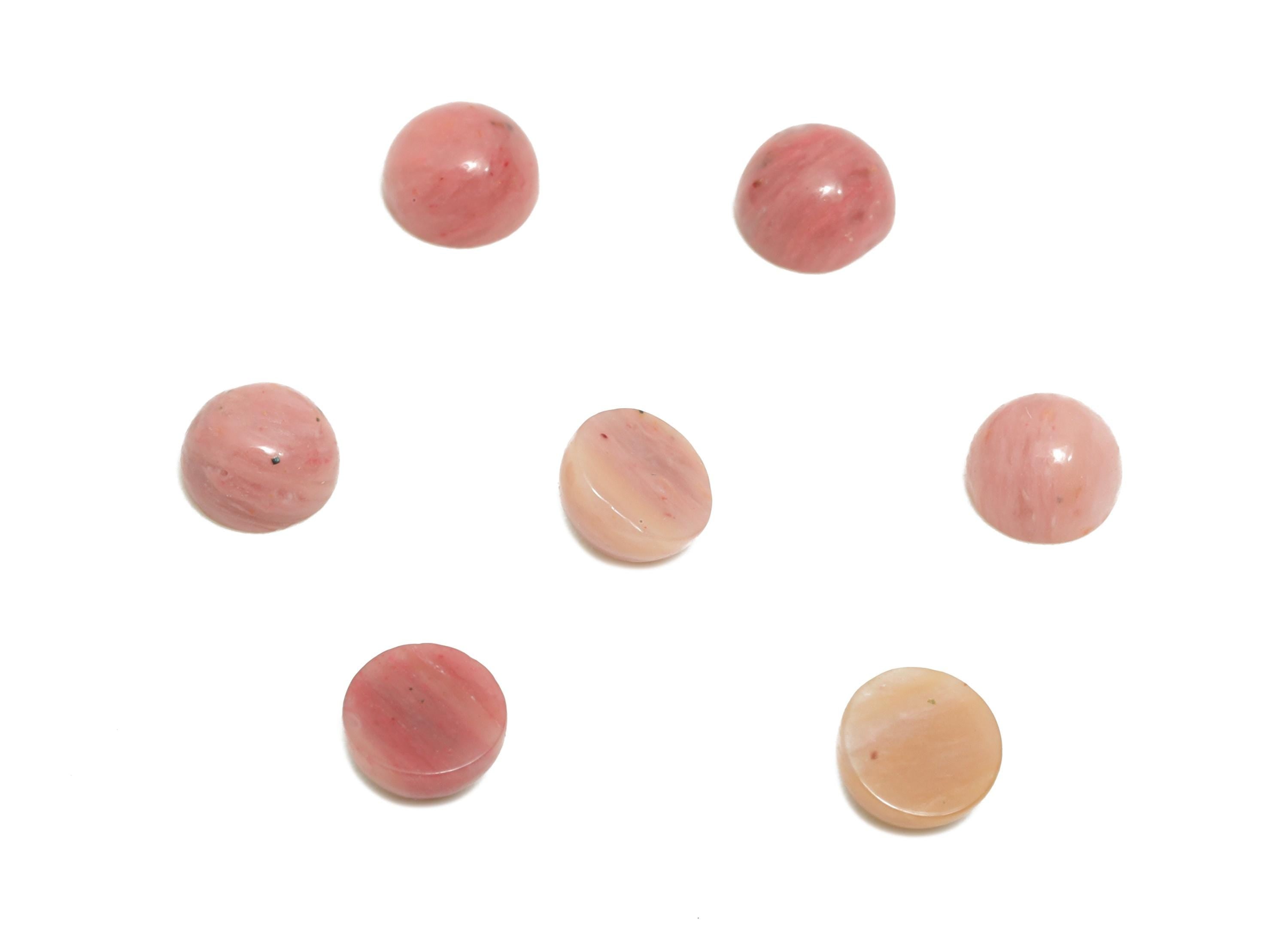 4mm Rhodonite Cabochon - Round Bezel Setting Stone for Pendant Jewelry - Polished Cabochon for Rings - Healing Stone Gemstone - NS2929 - DOMEDBAZAAR