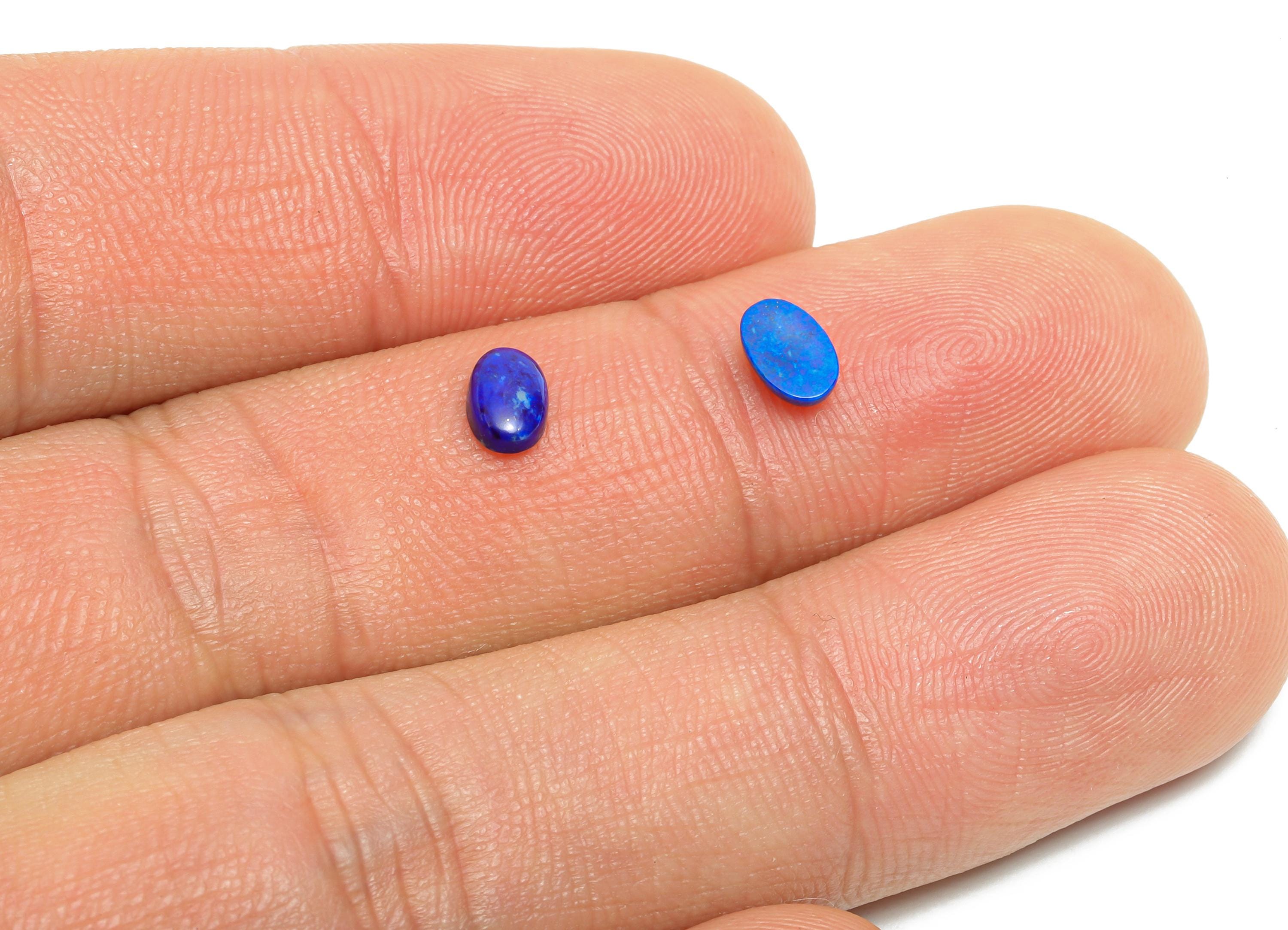 4*6mm Cabochon Oval Deep Blue Lapis Stone - Handmade Stone For DIY Jewelry - Best Lapis Lazuli Jewelry Supplies For Bezel Setting - NS2723 - DOMEDBAZAAR