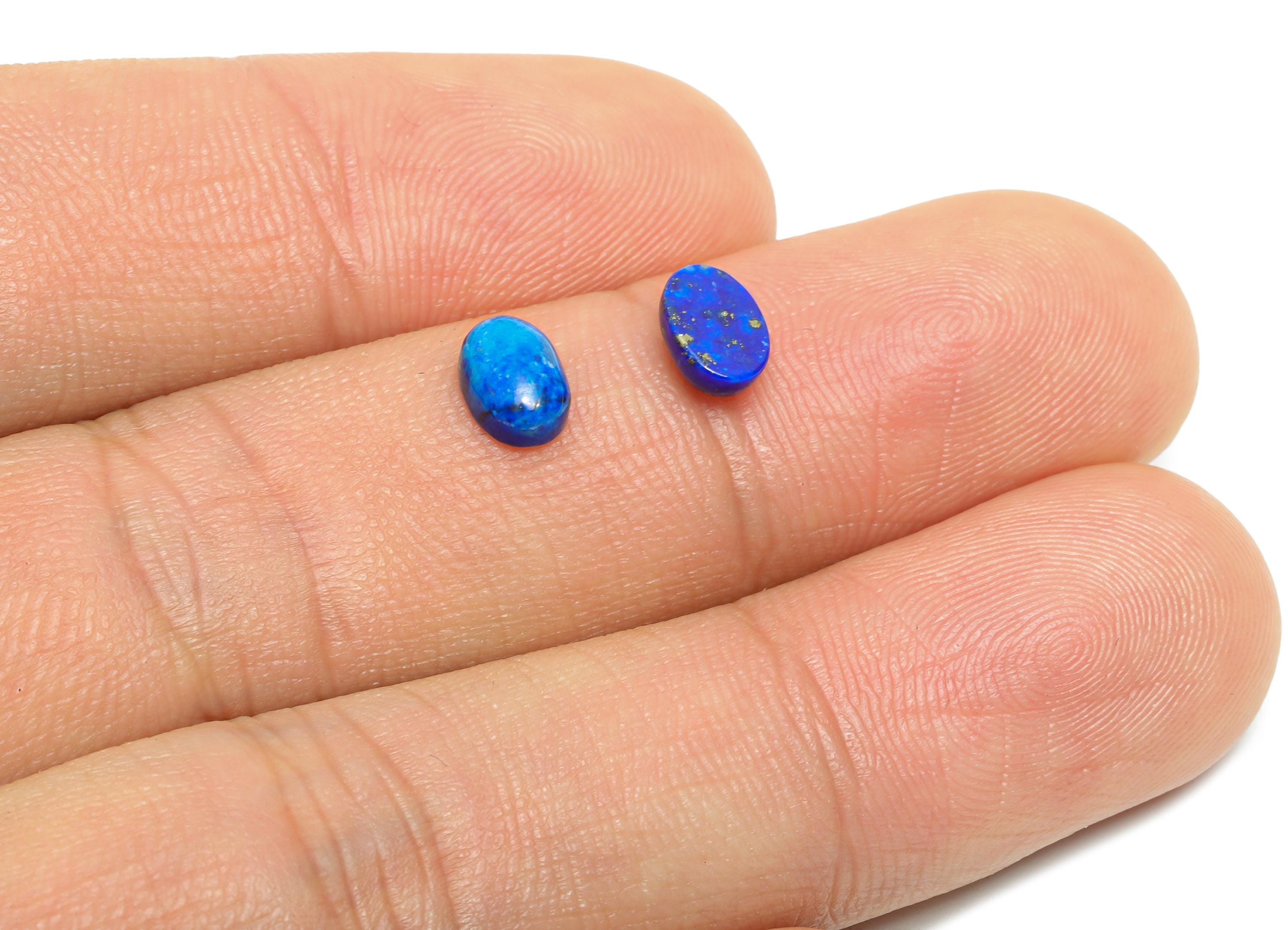 5*7mm Cabochon Oval Deep Blue Lapis Stone - Handmade Stone For DIY Jewelry - Best Lapis Lazuli Jewelry Supplies For Bezel Setting - NS2724 - DOMEDBAZAAR
