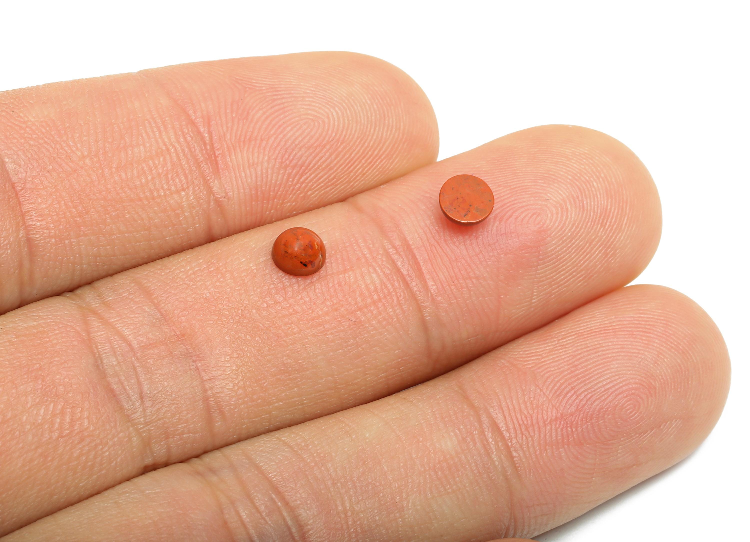 5mm Red Natural Stone Cabochon - Round Bezel Setting Stone for Pendant Jewelry - Polished Cabochon for Ring - Healing Stone Gemstone -NS2932 - DOMEDBAZAAR