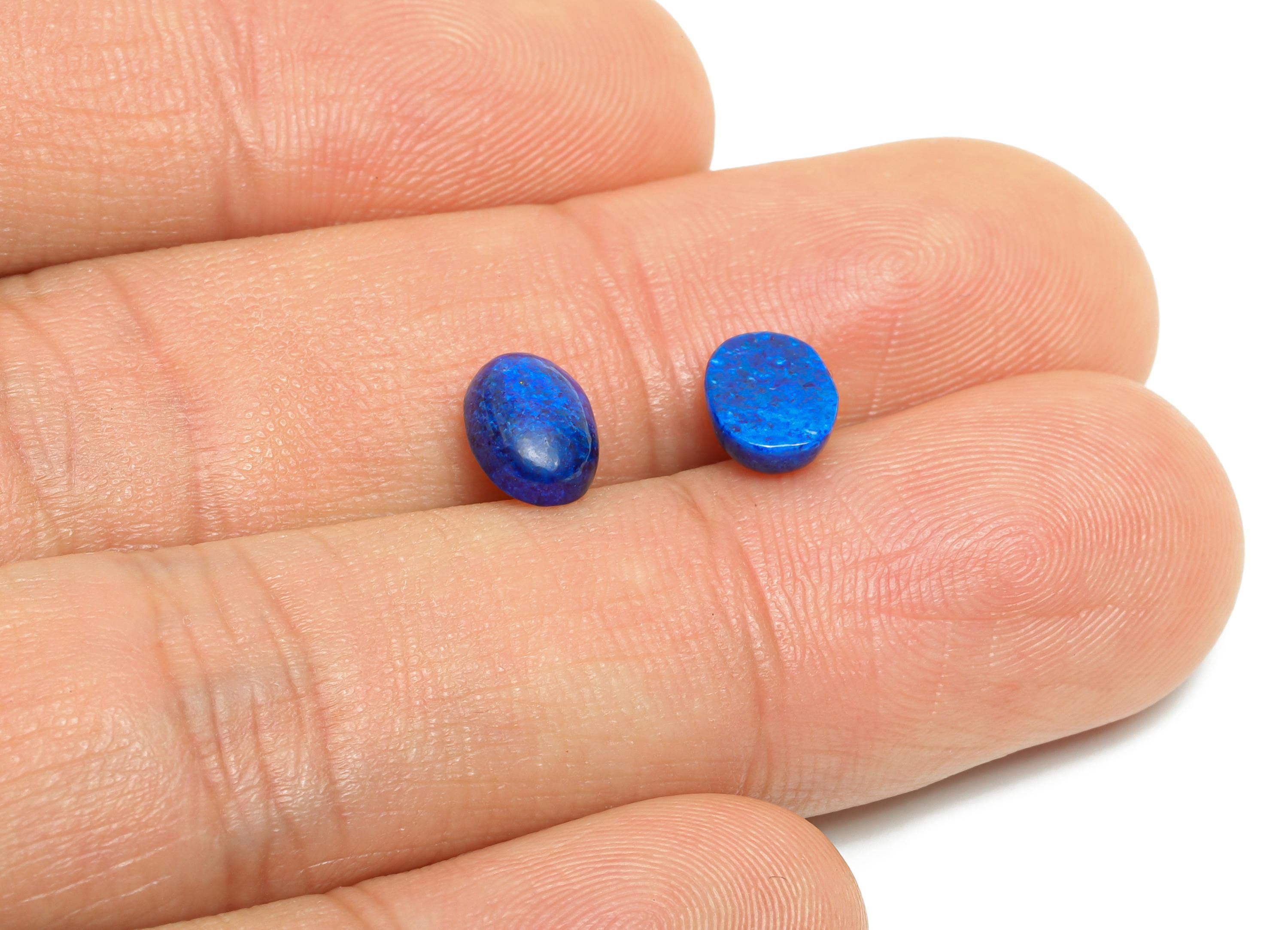 6*8mm Cabochon Oval Deep Blue Lapis Stone - Handmade Stone For DIY Jewelry - Best Lapis Lazuli Jewelry Supplies For Bezel Setting - NS2725 - DOMEDBAZAAR