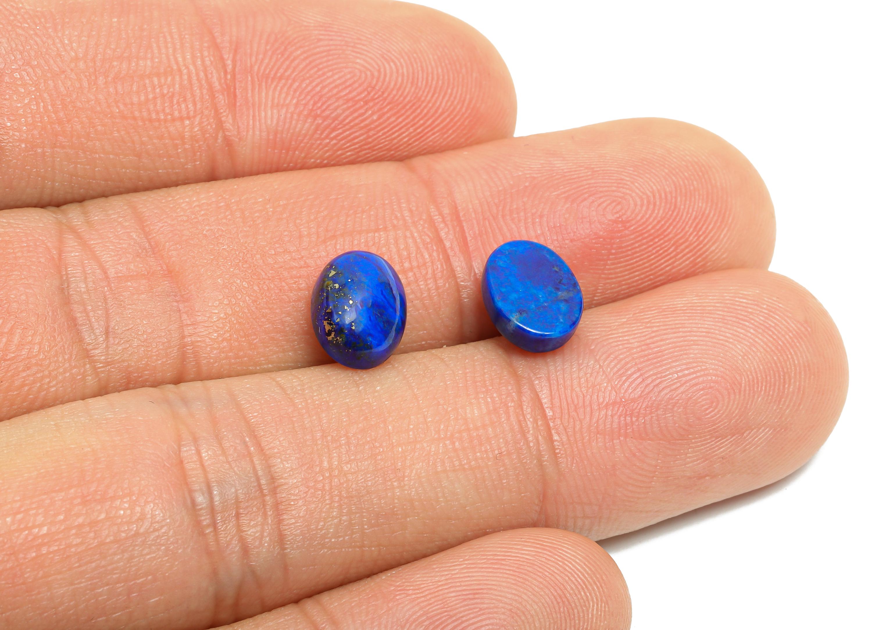 7*9mm Cabochon Oval Deep Blue Lapis Stone - Handmade Stone For DIY Jewelry - Best Lapis Lazuli Jewelry Supplies For Bezel Setting - NS2726 - DOMEDBAZAAR
