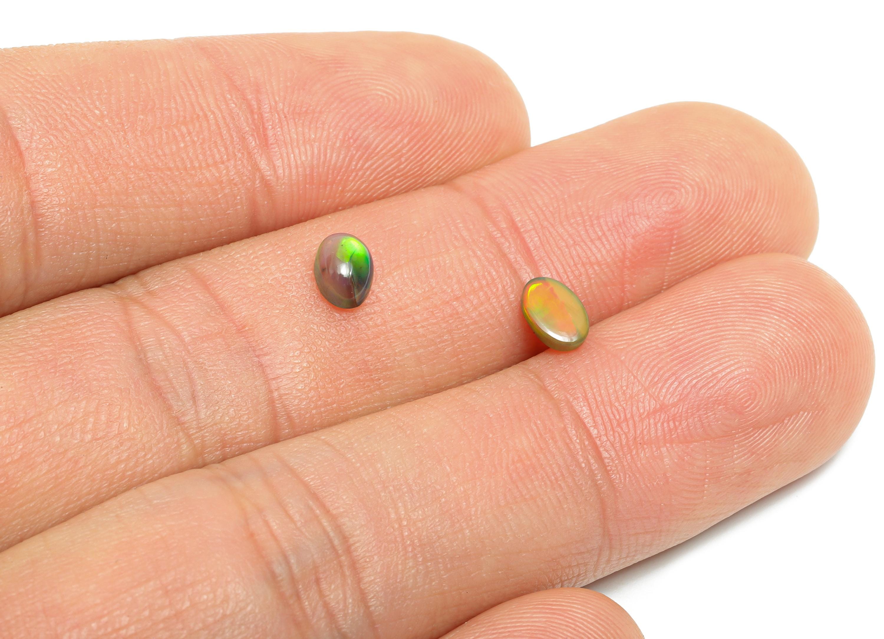 4*6mm Cabochon Oval Ethiopian Opal - Opal Cabochon For Jewelry - Polished Ethiopian Opal For Setting - Ethiopian Opal Jewelry Making -NS2698 - DOMEDBAZAAR