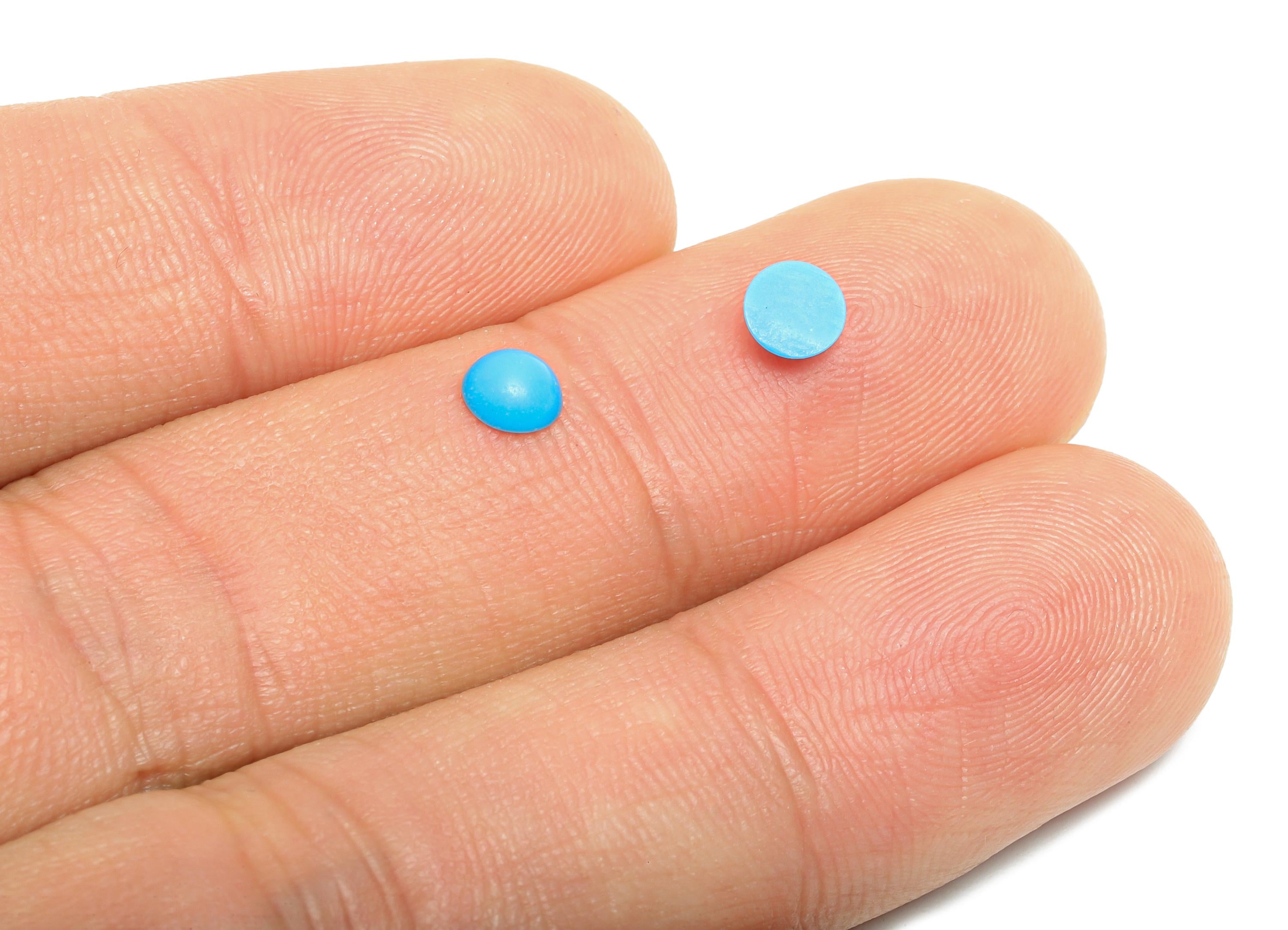 5mm Blue Natural Stone Cabochon - Round Bezel Setting Stone for Pendant Jewelry - Polished Cabochon for Rings - Healing Gemstone - NS2941 - DOMEDBAZAAR