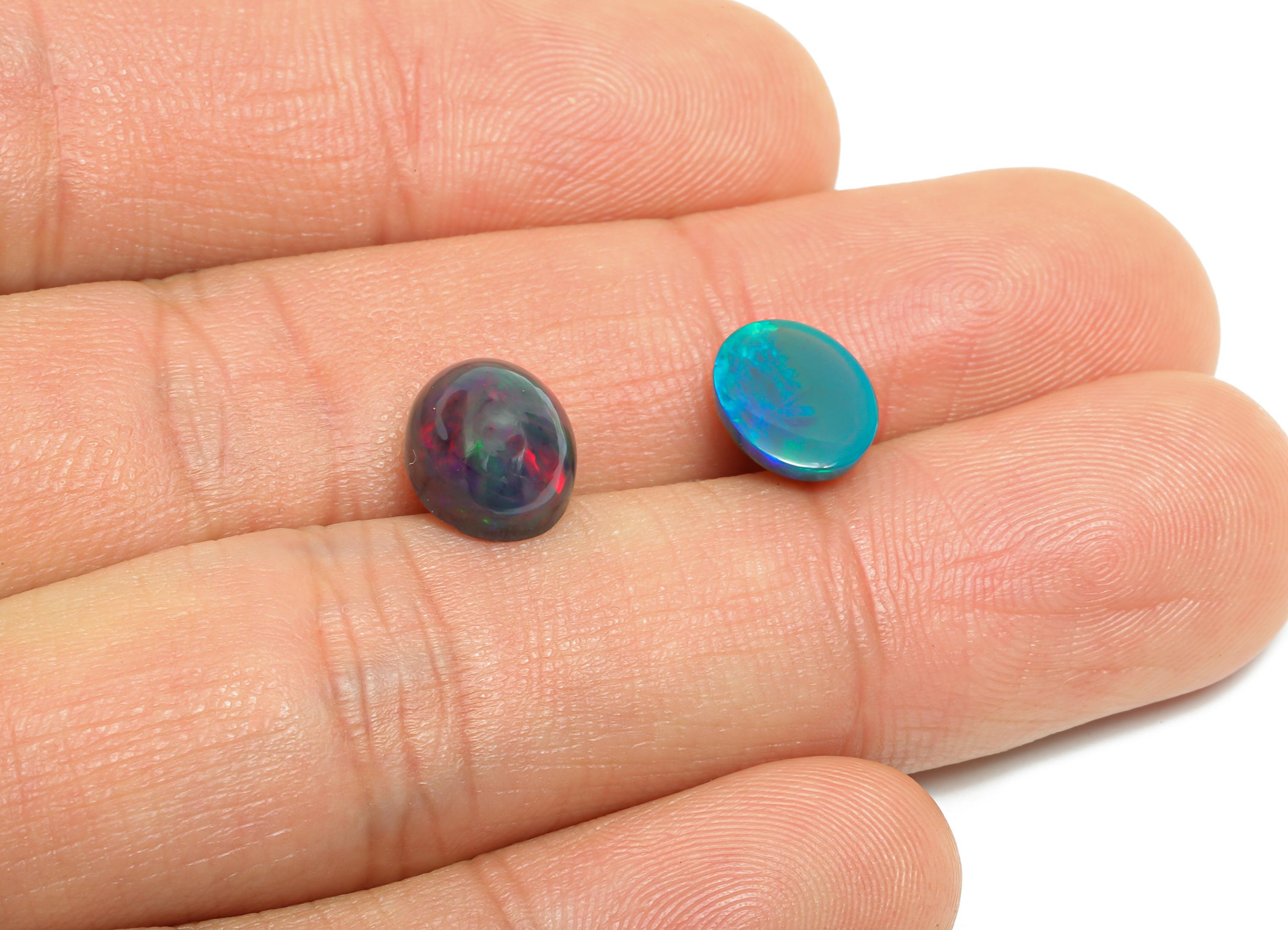 8*10mm Cabochon Oval Ethiopian Opal - Opal Cabochon For Jewelry - Polished Ethiopian Opal For Setting - Ethiopian Opal Jewelry Making-NS2702 - DOMEDBAZAAR