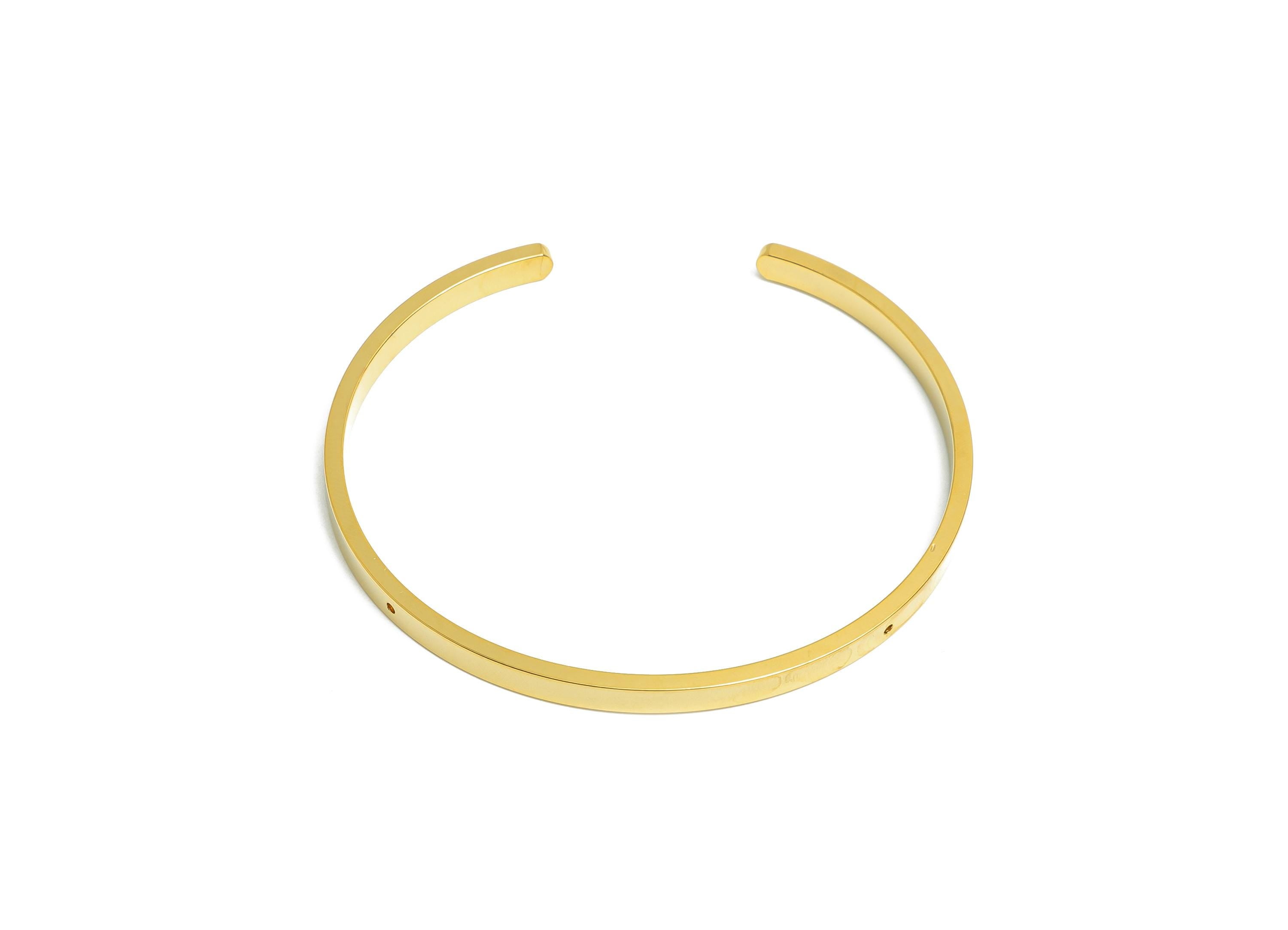 2*4mm Steel Bangle Bracelet - Minimalist Cuff Bracelet With 2 Holes - Customizable Holes For Beading - 18K Vacuum Plating - 61x55x4mm-SS2351