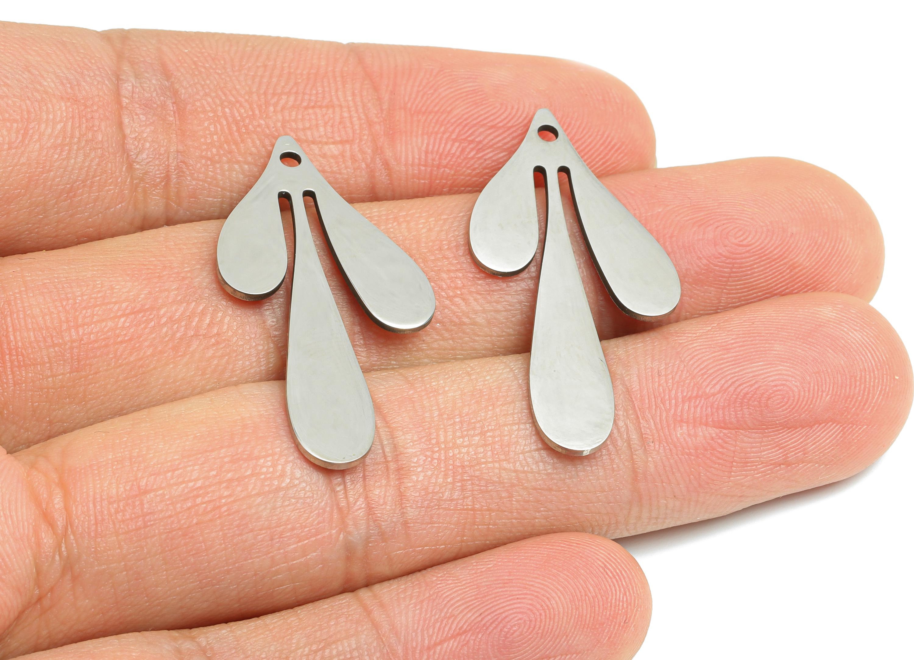 Steel Leaf Earring Charm - DIY Unique Drop Earring Charm - DIY Jewelry Making Supplies - Steel Earring Findings - 35x17x0.98mm - SS2519 - DOMEDBAZAAR