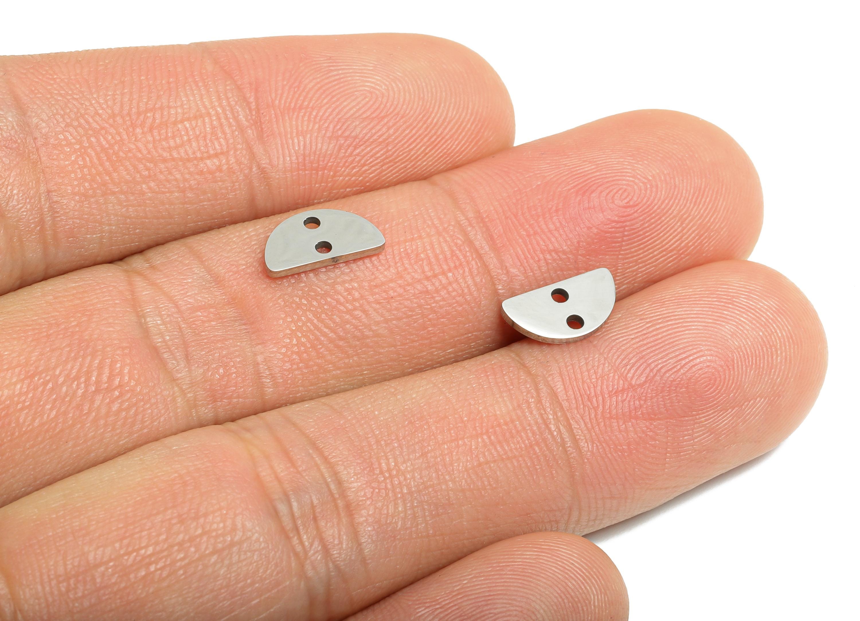 Steel Semicircle Connectors - Modern Half Moon Geometric Pendant - Laser Cut Industrial Jewelry - Steel Charms - 9.9x5.3x0.98mm - SS2328 - DOMEDBAZAAR