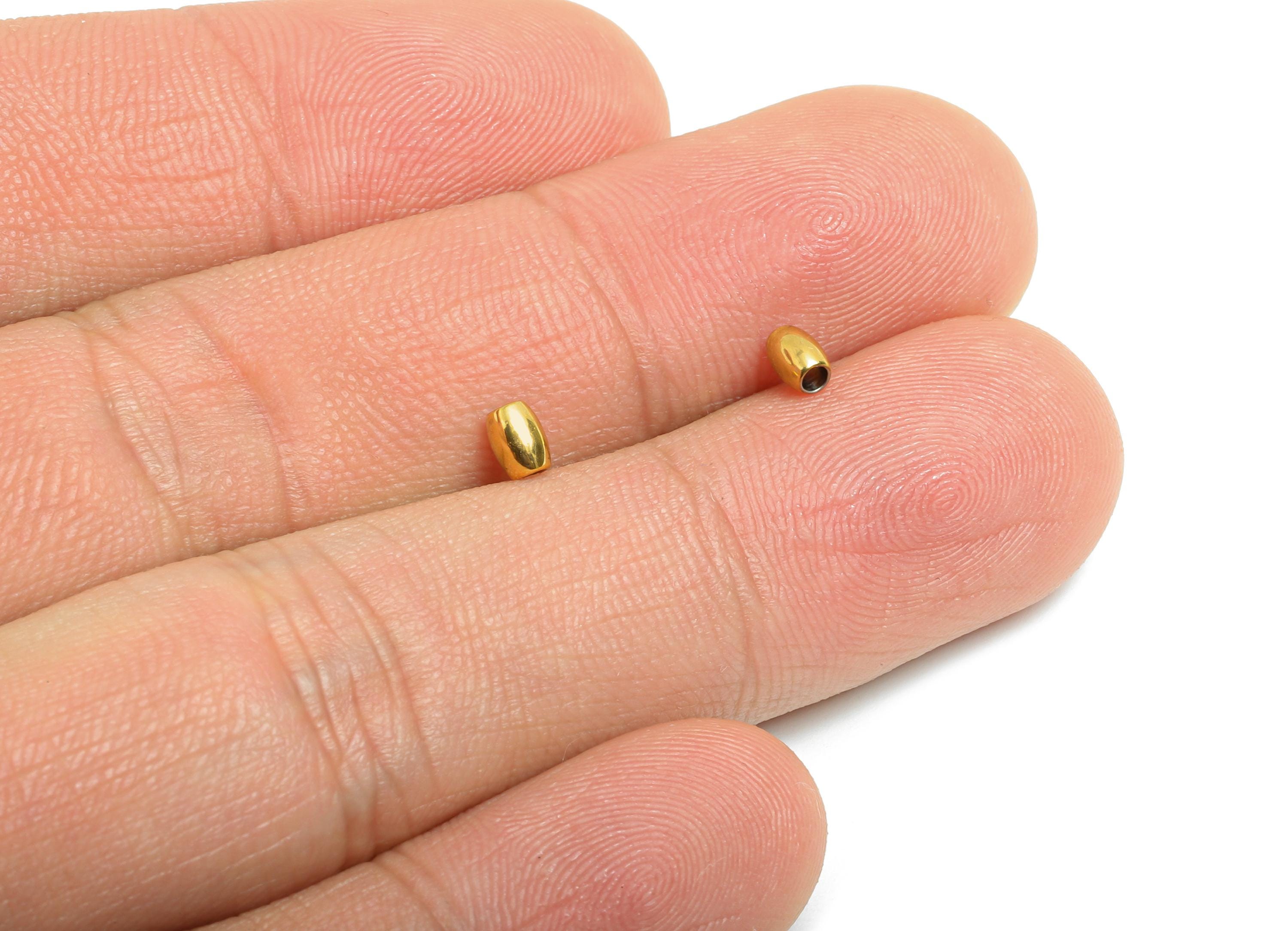 1.5mm Stainless Steel Tube Bead - Steel Small Spacer Bead - Tiny Metal Barrel Beads for Jewelry Making - 18k Vacuum Plating - 3x2x2mm-SS2364 - DOMEDBAZAAR