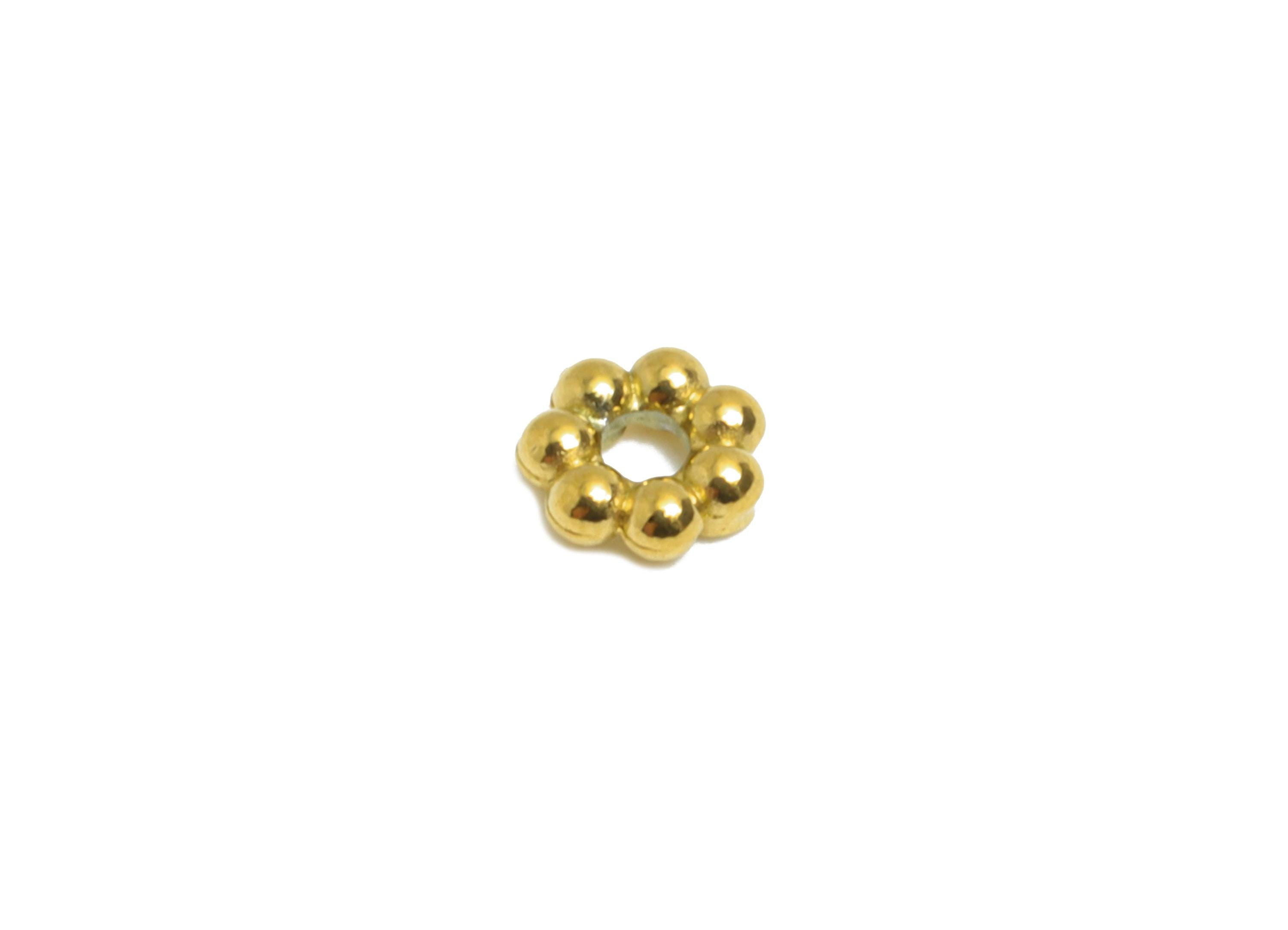 3mm Steel Daisy Spacer Bead - Tiny Bead Spacers for Beading & Crafting - Flower Spacer Beads for Bracelet Making - 18K Vacuum Plated -SS2210