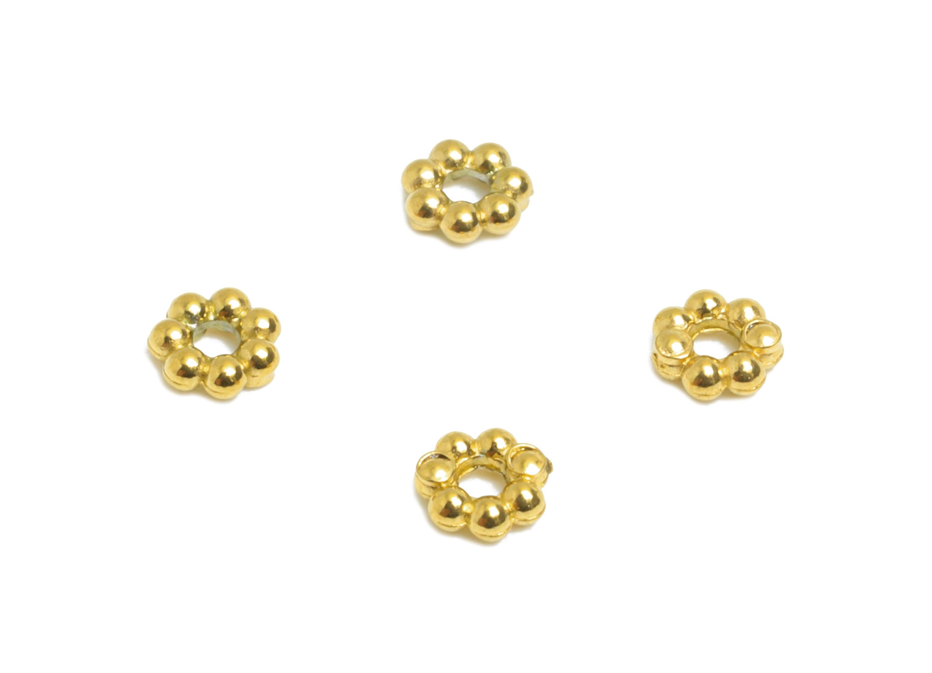 3mm Steel Daisy Spacer Bead - Tiny Bead Spacers for Beading & Crafting - Flower Spacer Beads for Bracelet Making - 18K Vacuum Plated -SS2210