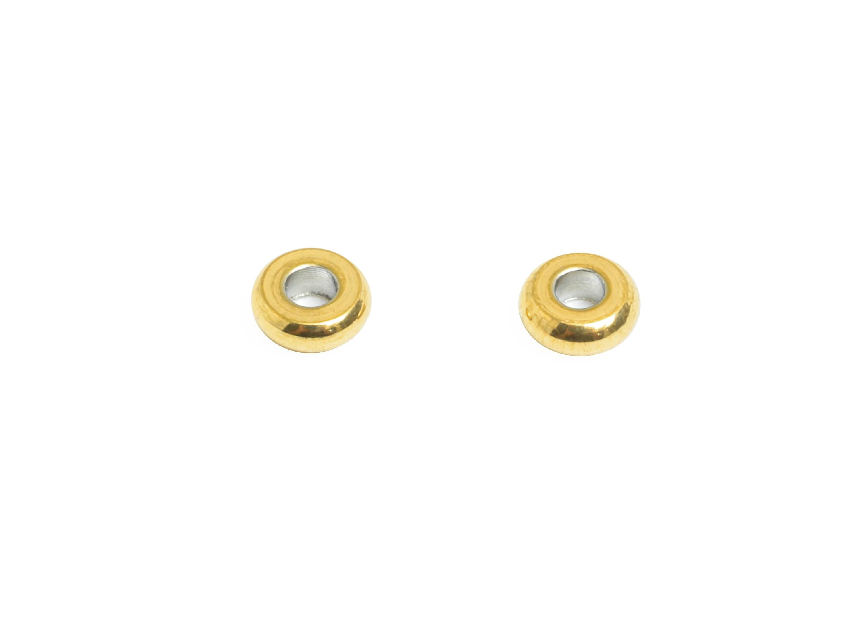 4mm Steel Rondella Spacer Bead - Metal Bead for Beading & Crafting - Jewelry Accessories for Necklace - 18K Vacuum Plated-3.9x3.9x1mm-SS2362