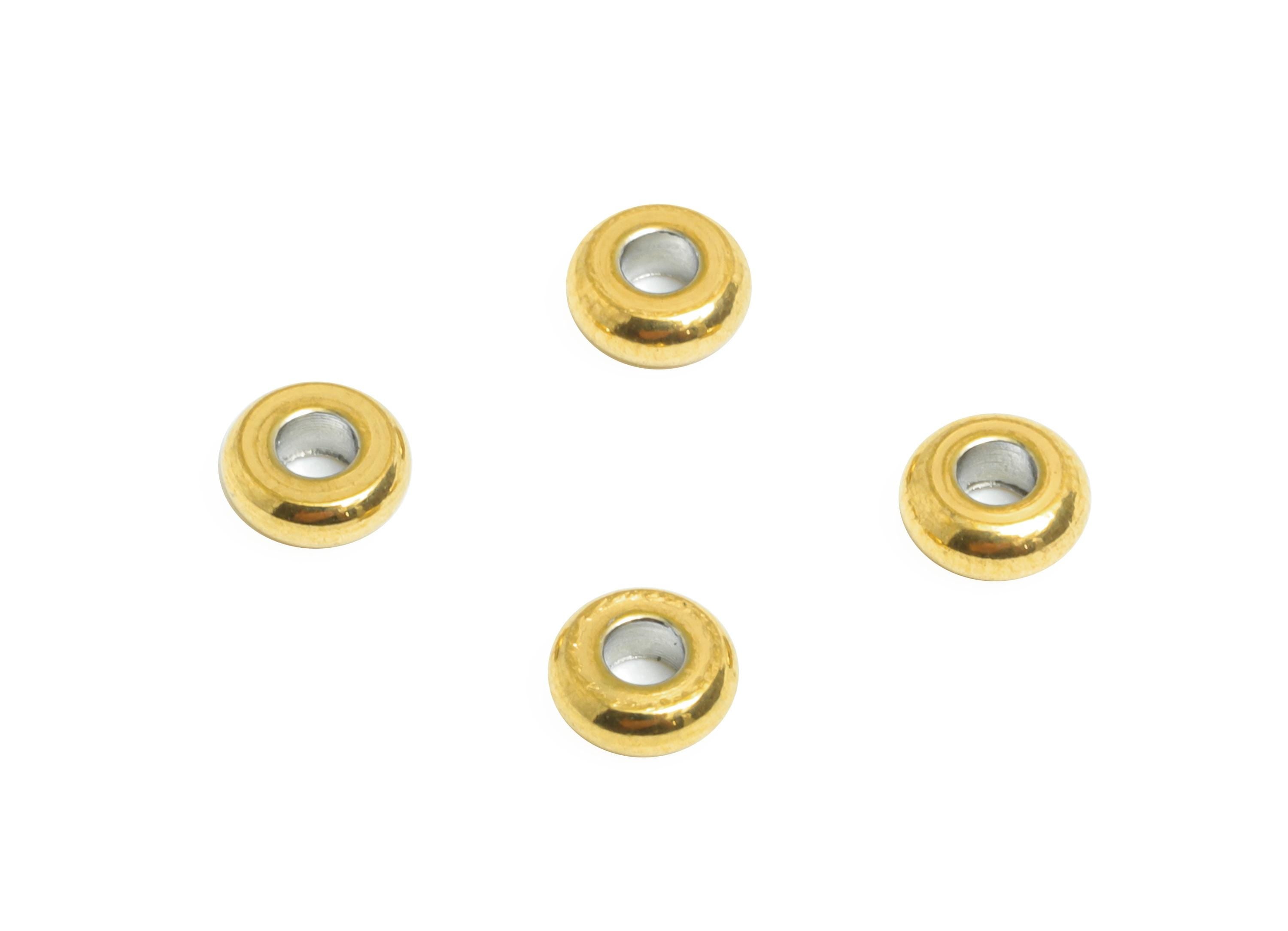 4mm Steel Rondella Spacer Bead - Metal Bead for Beading & Crafting - Jewelry Accessories for Necklace - 18K Vacuum Plated-3.9x3.9x1mm-SS2362 - DOMEDBAZAAR