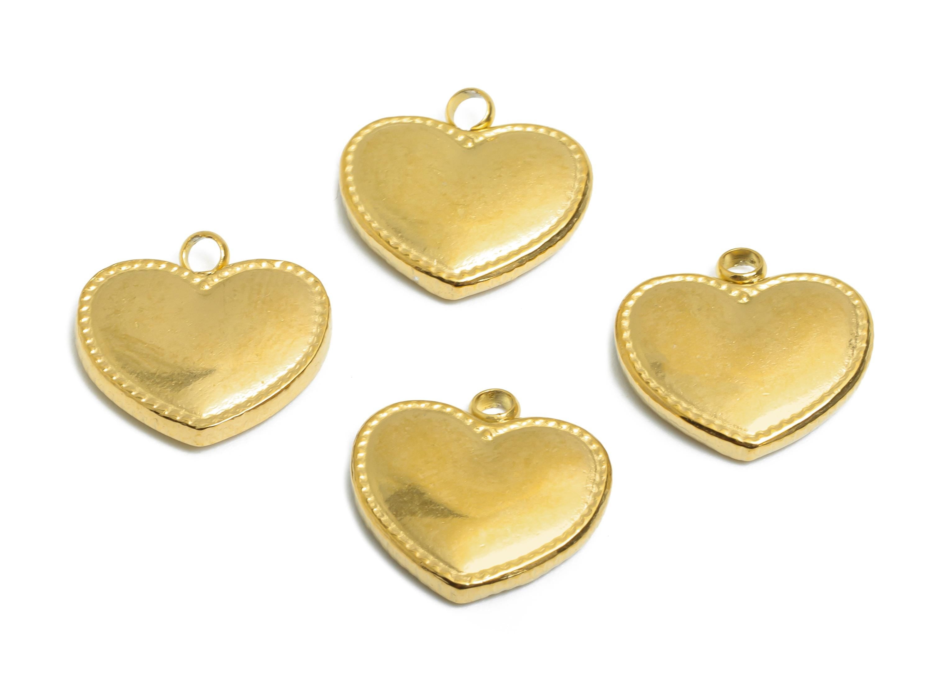 Stainless Steel Heart Pendant - Timeless Heart Necklace Pendant - Romantic Jewelry Making - 18K Vacuum Plated - 13.6x14.27x2.84mm - SS2198G - DOMEDBAZAAR