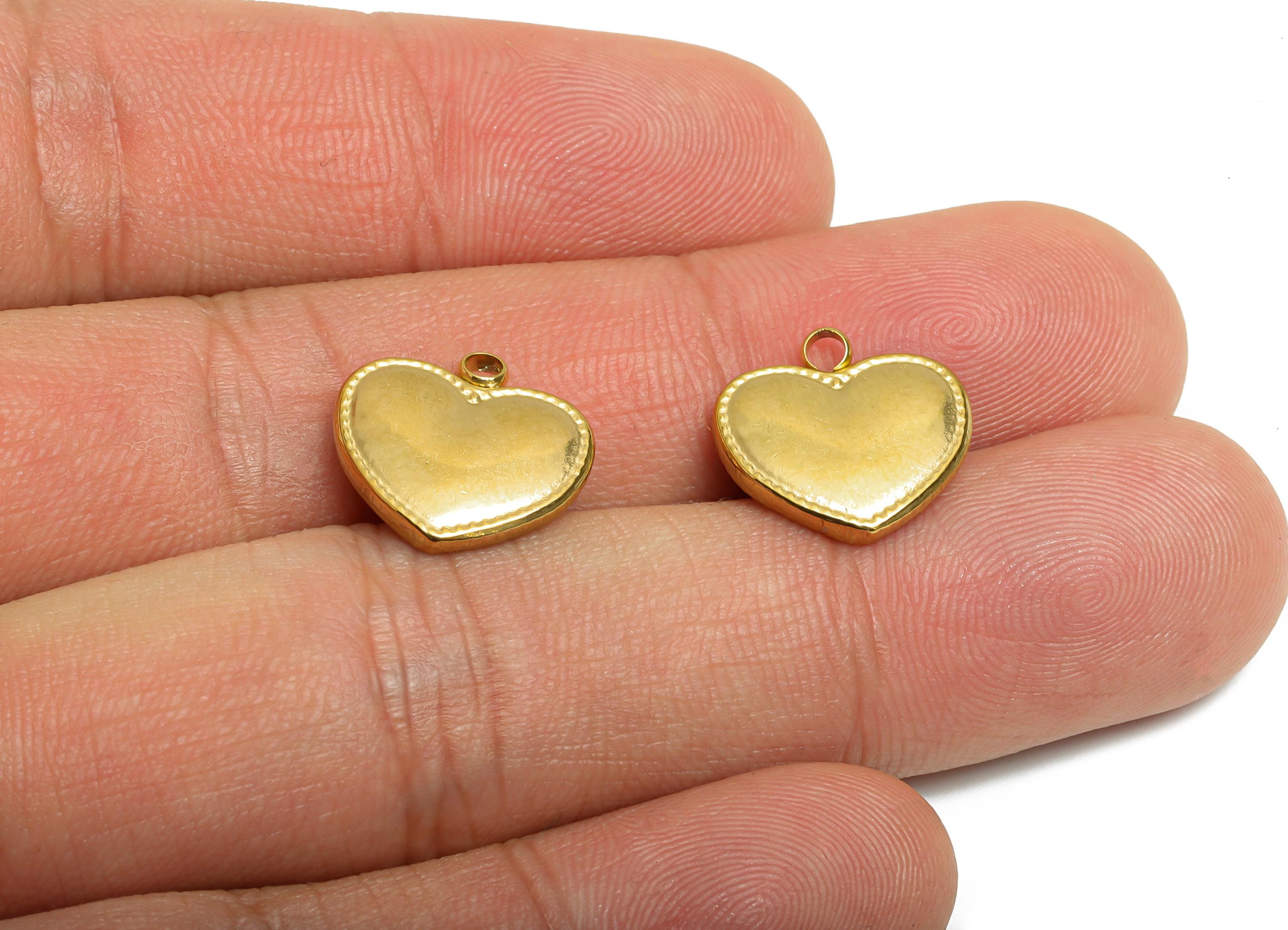 Stainless Steel Heart Pendant - Timeless Heart Necklace Pendant - Romantic Jewelry Making - 18K Vacuum Plated - 13.6x14.27x2.84mm - SS2198G - DOMEDBAZAAR