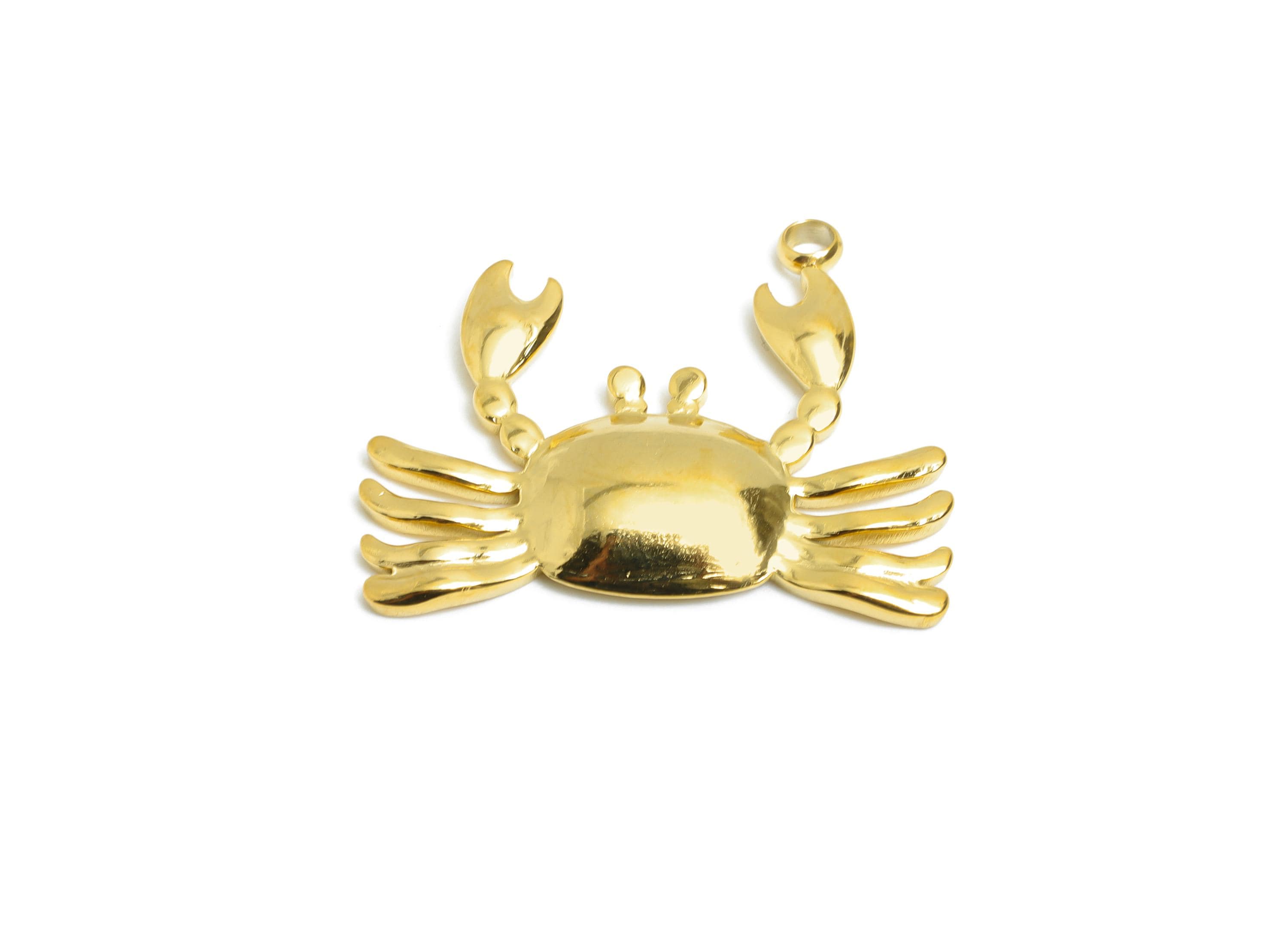 Steel Crab Pendant - Crab Marine Jewelry Charm - Ocean-Inspired Jewelry - Steel Jewelry DIY - 18K Vacuum Plated - 19.7x24.66x1.8mm - SS2197G - DOMEDBAZAAR