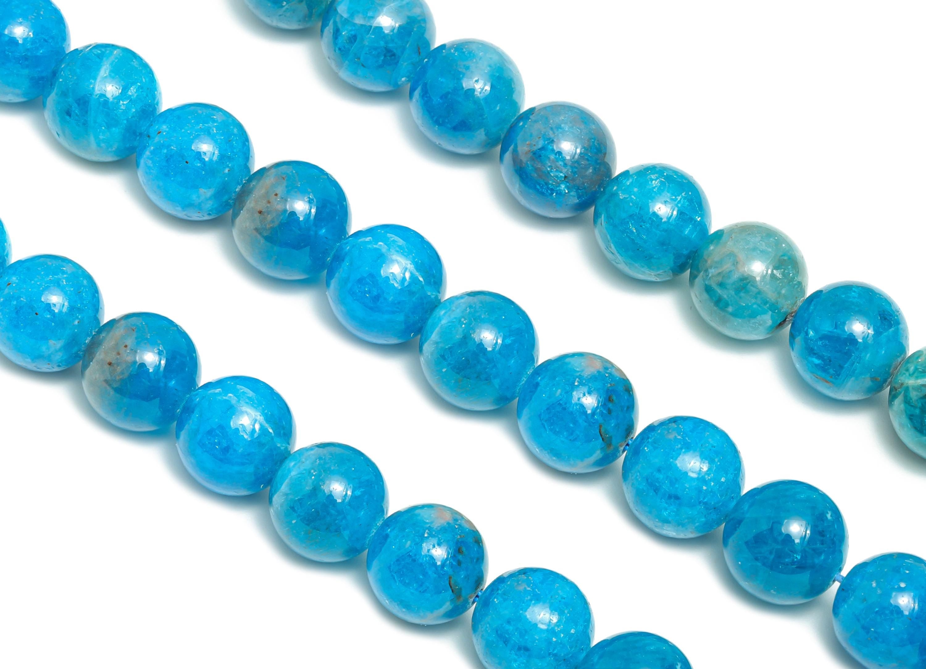 11mm Apatite Round Bead - Smooth Round Natural Stone Bead 15 inch/1 strand - For Bracelet or Necklace DIY - Jewelry Making Supplies - NS3106 - DOMEDBAZAAR