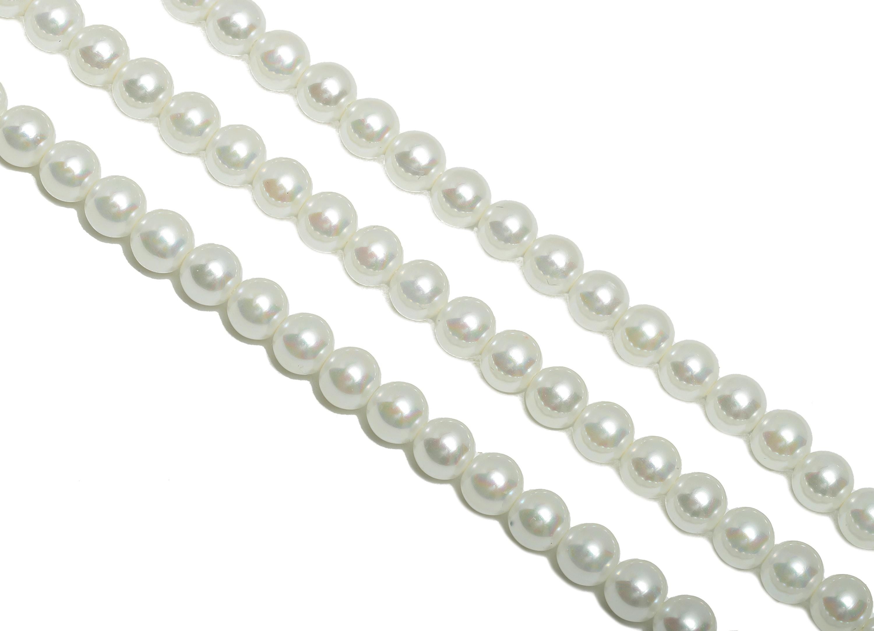 5mm White Glass Pearl Beads - Imitation Pearl 16inch/Strand/82Pcs - Faux Pearl Jewelry - DIY Necklace Bead - Elegant Craft Bead - GS1358 - DOMEDBAZAAR