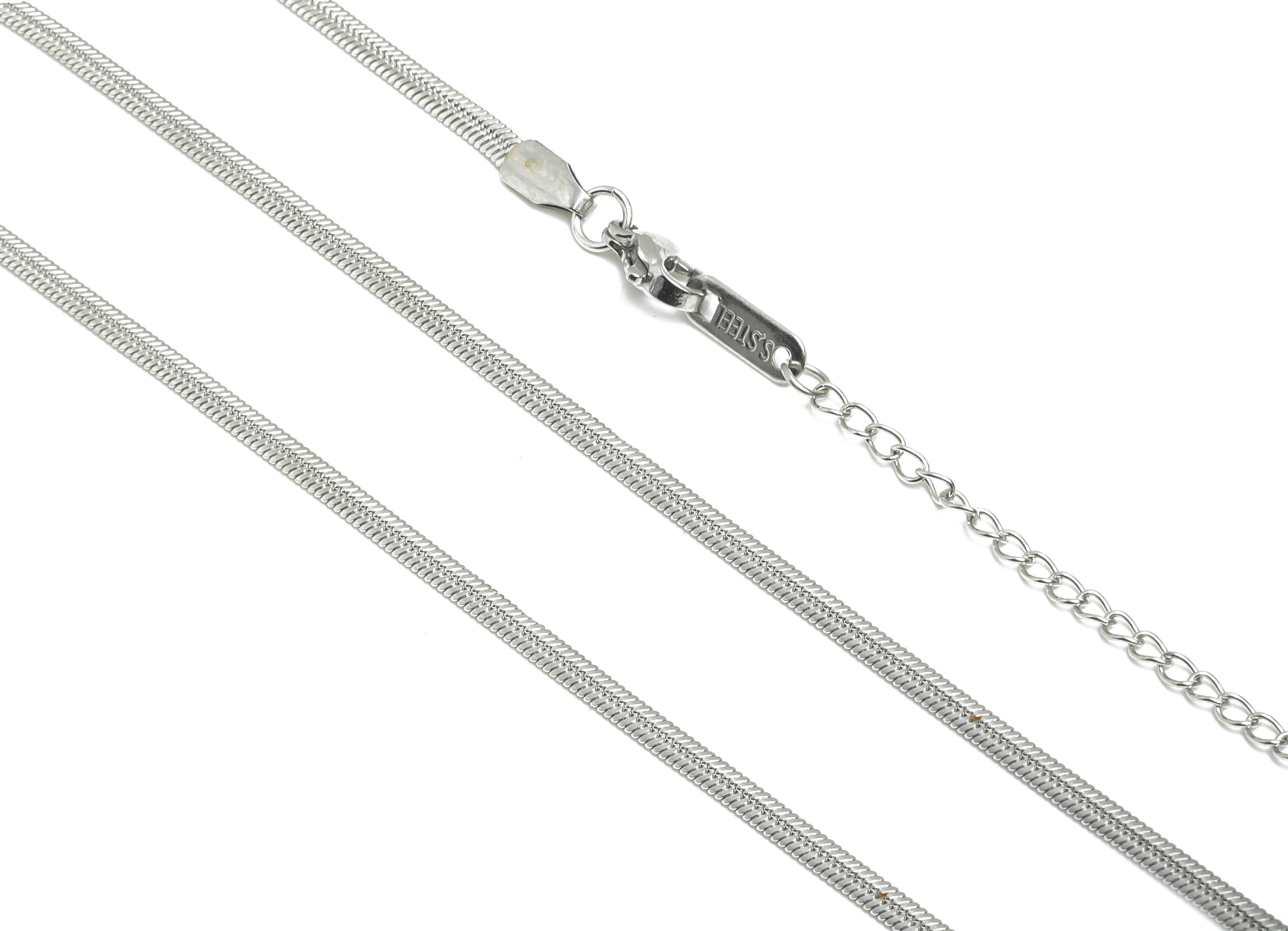45+5cm Stainless Steel Snake Chain Necklace - Steel Unisex Snake Chain for Men & Women - Lobster Clasp Chain Necklace - 2.64x0.93mm - SS2585