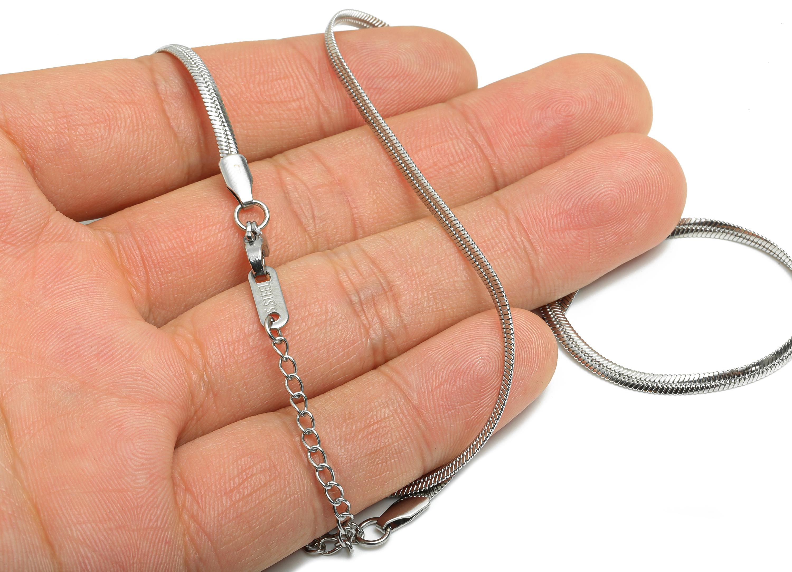 45+5cm Stainless Steel Snake Chain Necklace - Steel Unisex Snake Chain for Men & Women - Lobster Clasp Chain Necklace - 2.64x0.93mm - SS2585