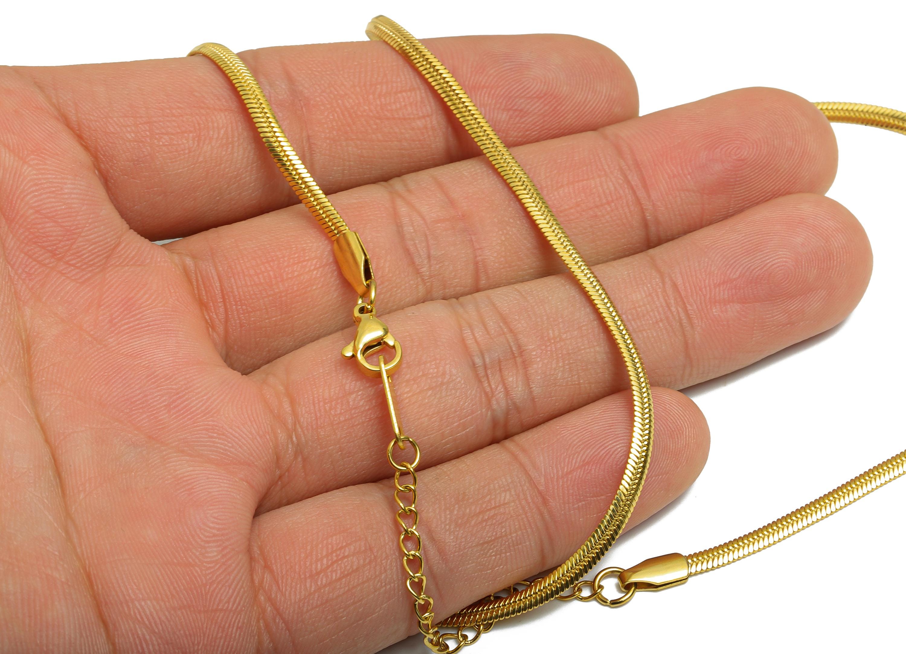 45+5cm Stainless Steel Snake Chain Necklace - Steel Unisex Snake Chain for Men & Women - 18K Real Vacuum Plating - 2.64x0.93mm - SS2585G