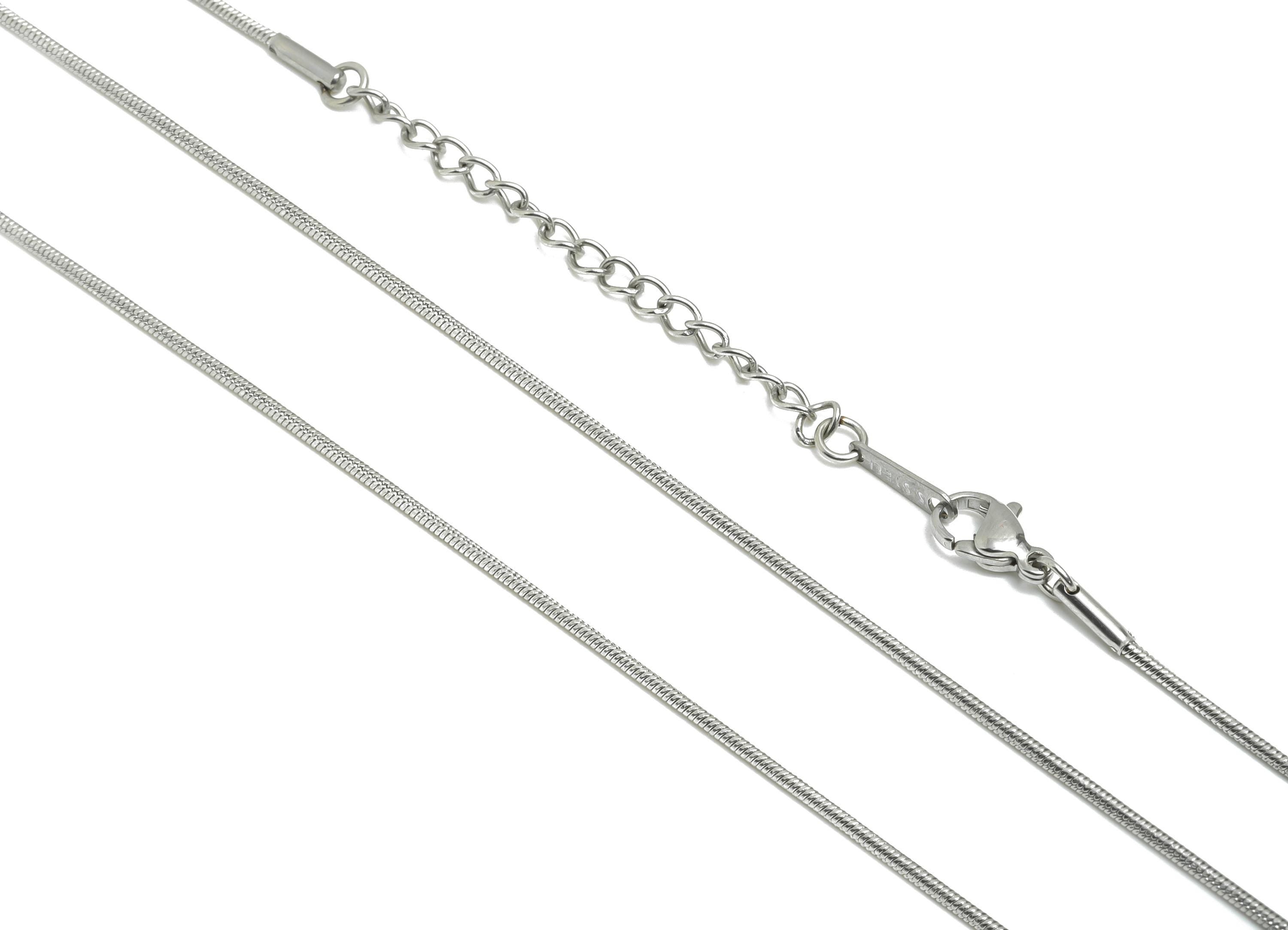 45+5cm Stainless Steel Snake Chain Necklace - 1.3mm Steel Unisex Snake Chain for Men & Women - Chic Modern Minimalist Jewelry - SS2581