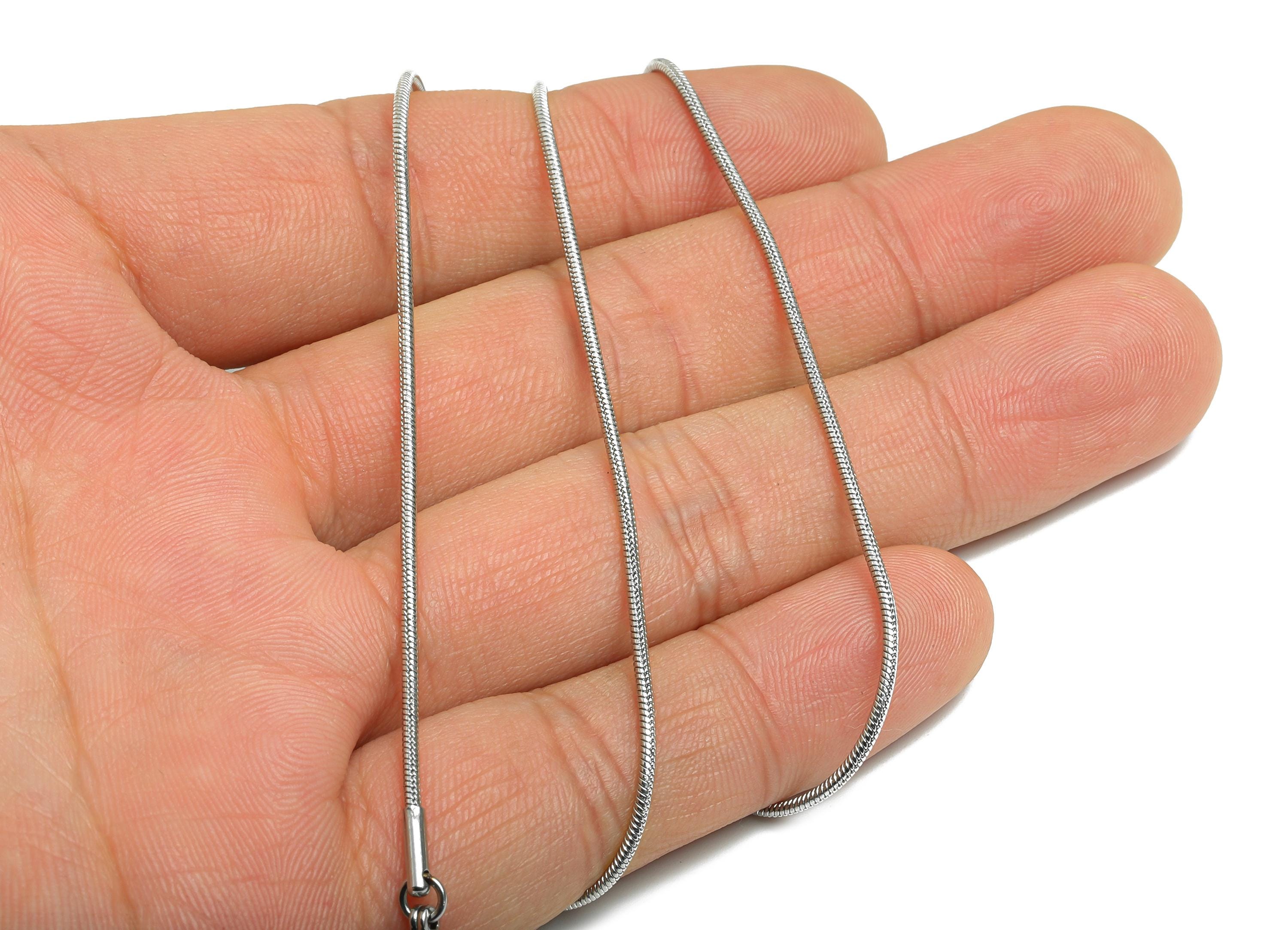 45+5cm Stainless Steel Snake Chain Necklace - 1.3mm Steel Unisex Snake Chain for Men & Women - Chic Modern Minimalist Jewelry - SS2581