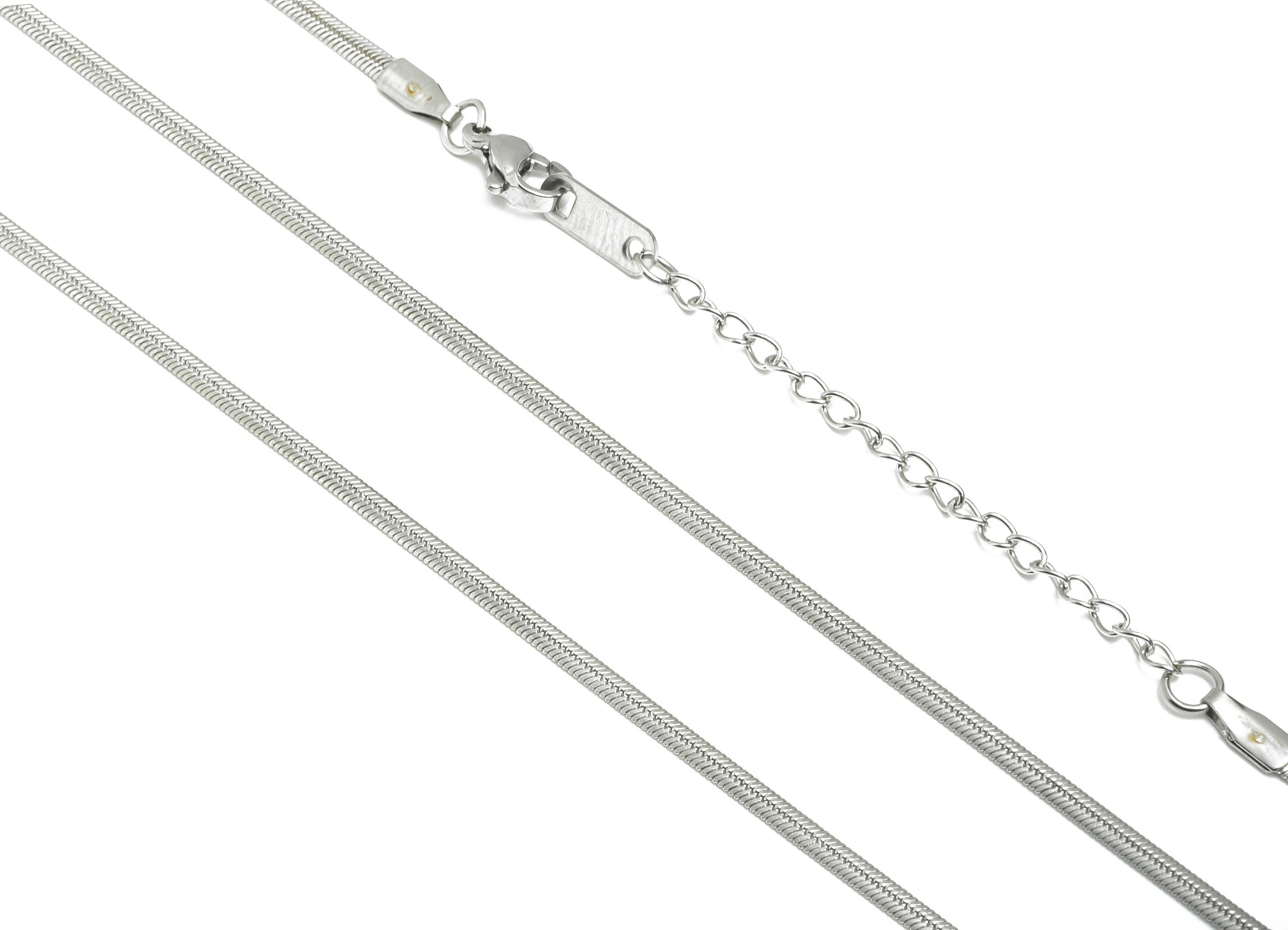 45+5cm Stainless Steel Snake Chain Necklace - Steel Unisex Snake Chain for Men & Women - Lobster Clasp Chain Necklace - 2.36x0.76mm - SS2584