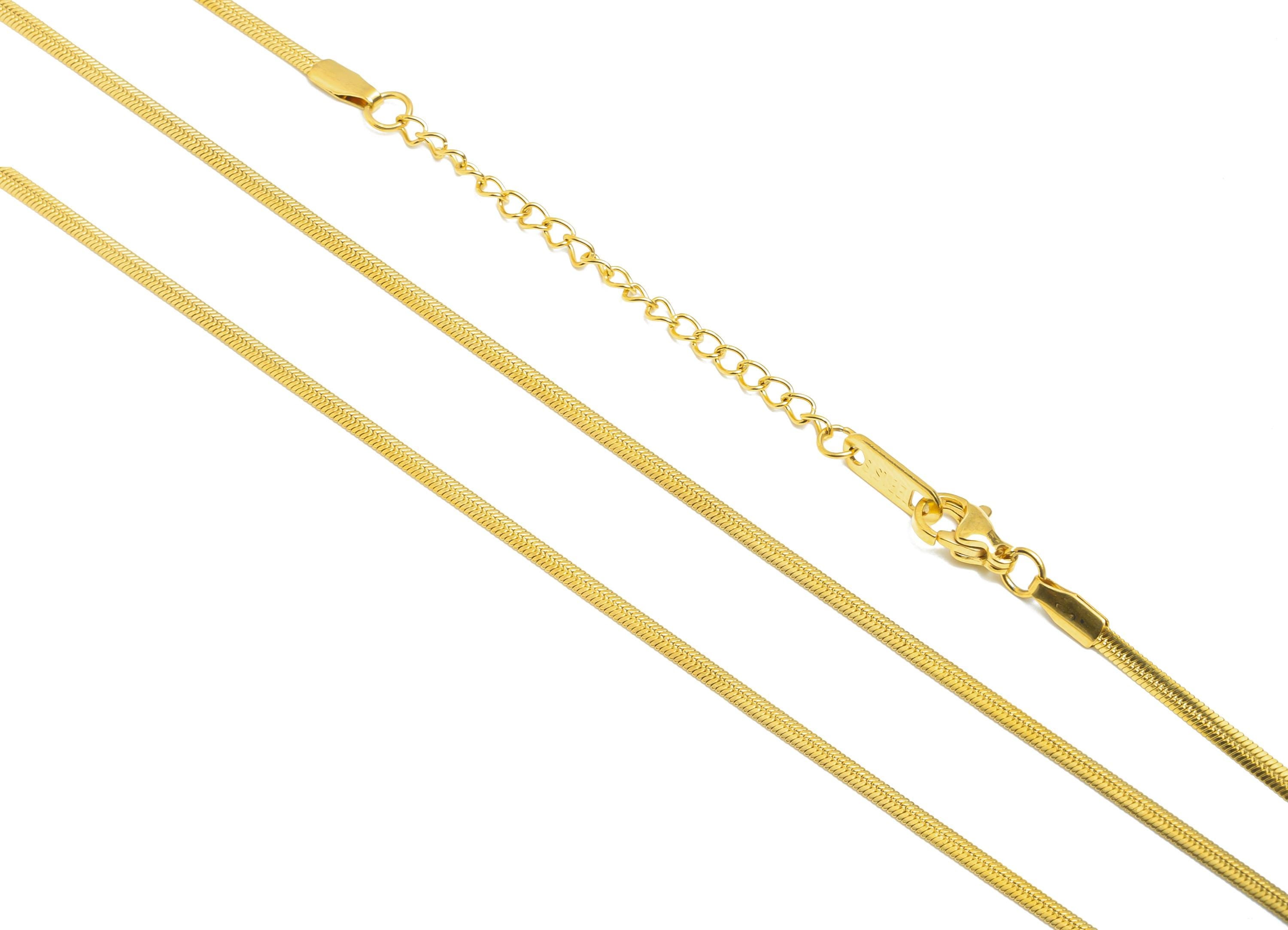 45+5cm Stainless Steel Snake Chain Necklace - Steel Unisex Snake Chain for Men & Women - 18K Real Vacuum Plating - 2.36x0.76mm - SS2584G
