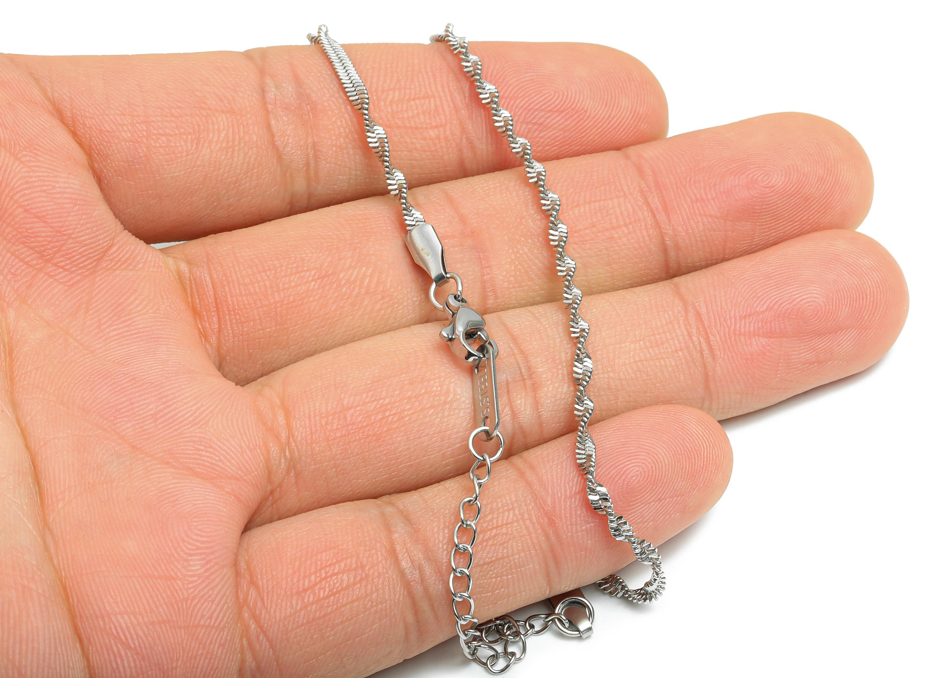 45+5cm Steel Twisted Rope Chain Necklace - Dainty Rope Chain Necklace - Unisex Minimalist Jewelry -  Steel Chain Necklace -  2x0.5mm -SS2580