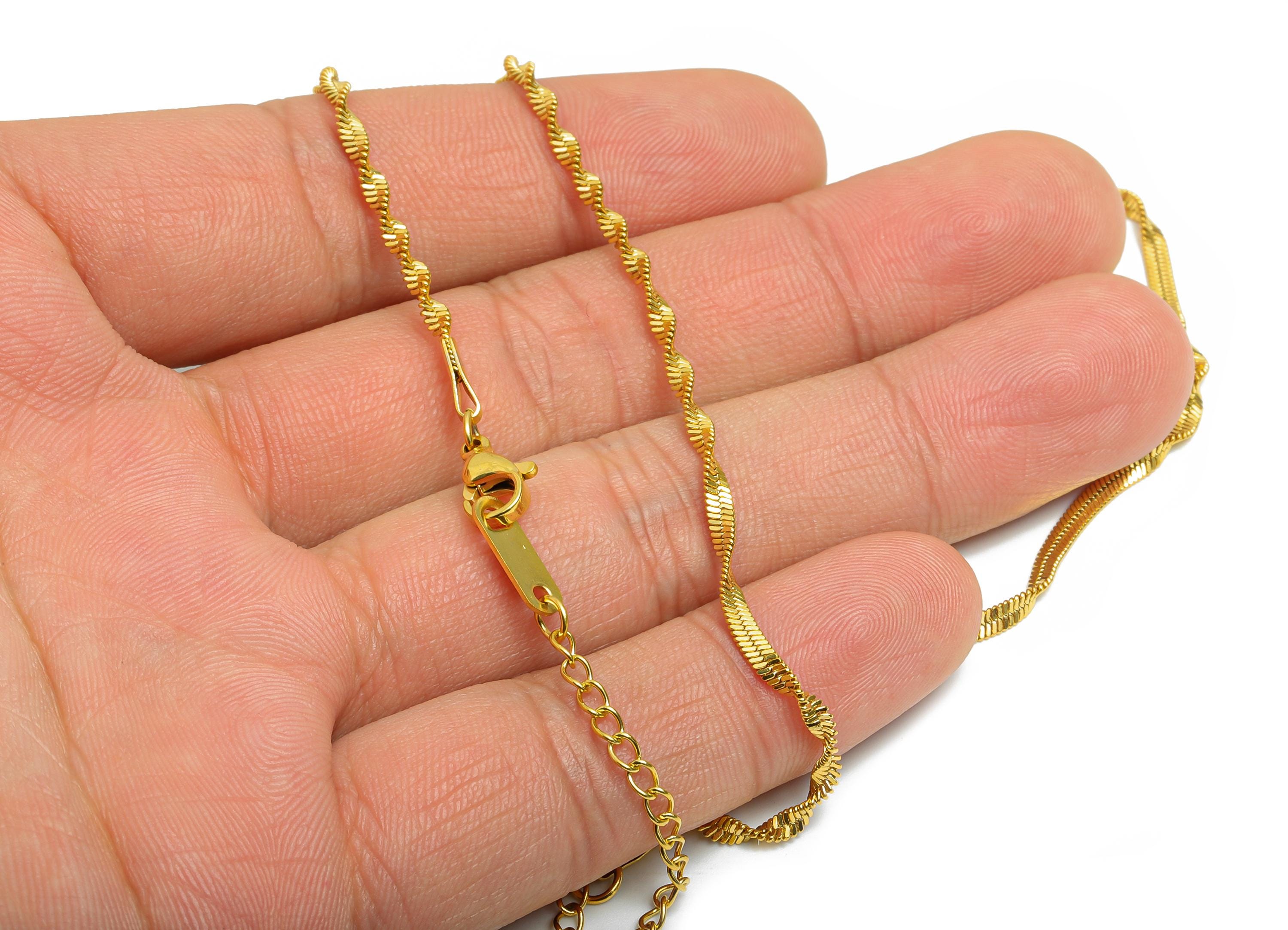 45+5cm Steel Twisted Rope Chain Necklace - Rope Chain Necklace - Unisex Minimalist Jewelry -  18K Real Vacuum Plating -  2x0.5mm -SS2580G
