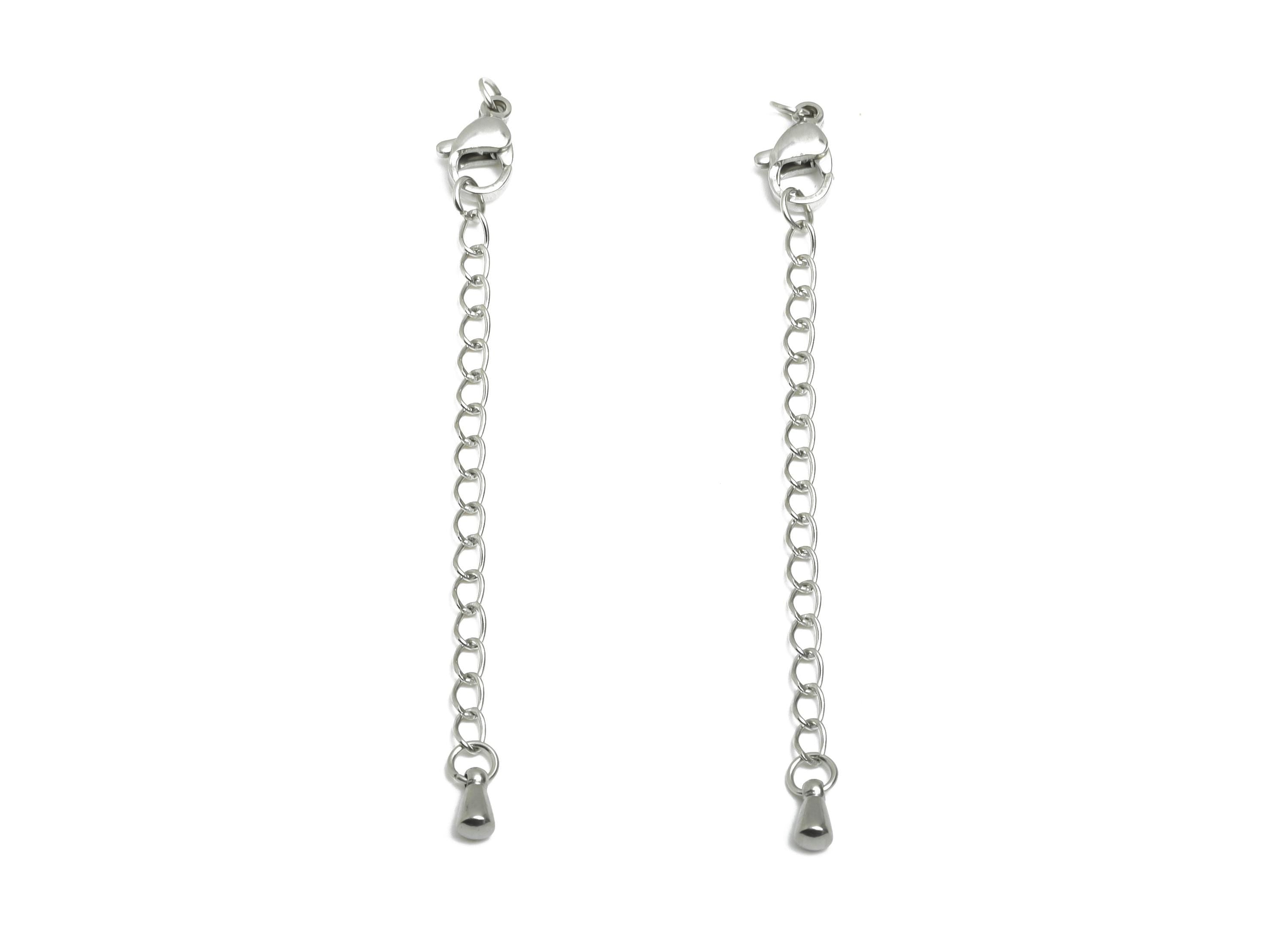 5cm Stainless Steel Chain Extender - Adjustable Necklace Extender - Lobster Clasp Extension - Extender for Chain With Drop Bead - SS2587 - DOMEDBAZAAR