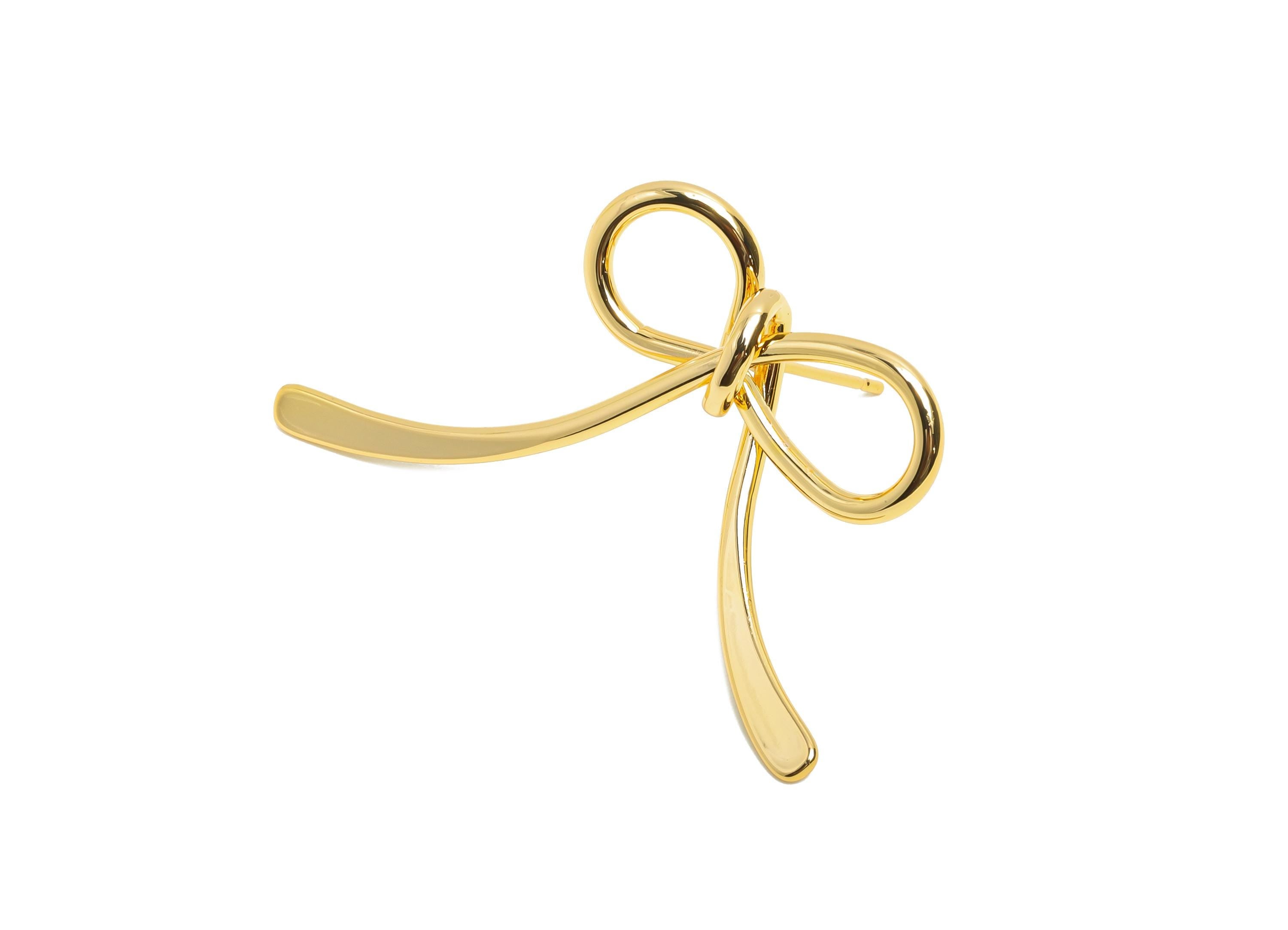 Brass Bow Earring Post - Ribbon Stud Earring - Hammered Wire Earring Stud - Gift for Her Jewelry - 18K Real Gold Plating -41x31x2mm-RGP10802 - DOMEDBAZAAR