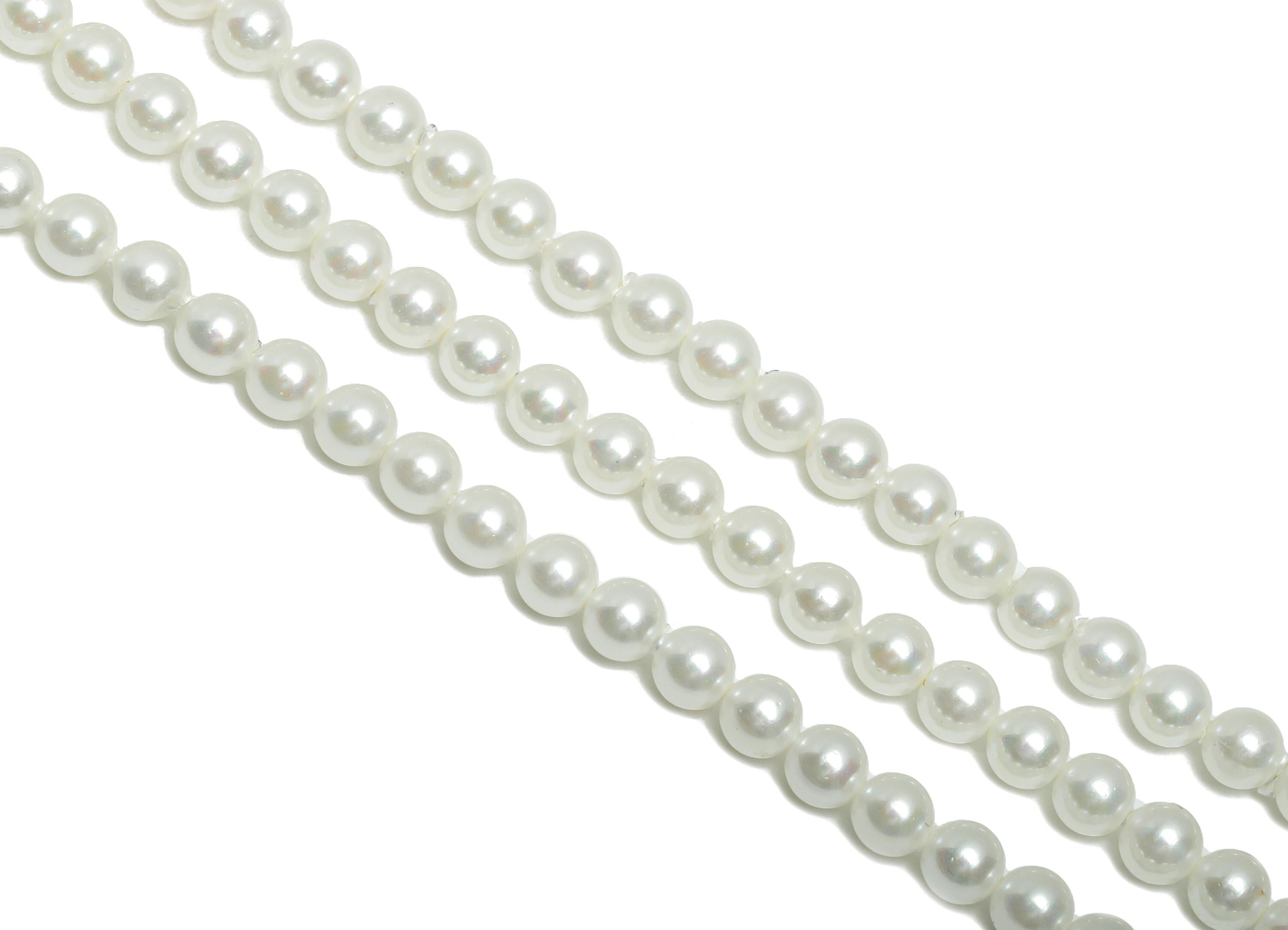 4mm White Glass Pearl Beads - Imitation Pearl 16inch/Strand/98Pcs - Faux Pearl Jewelry - DIY Necklace Bead - Elegant Craft Bead - GS1357 - DOMEDBAZAAR