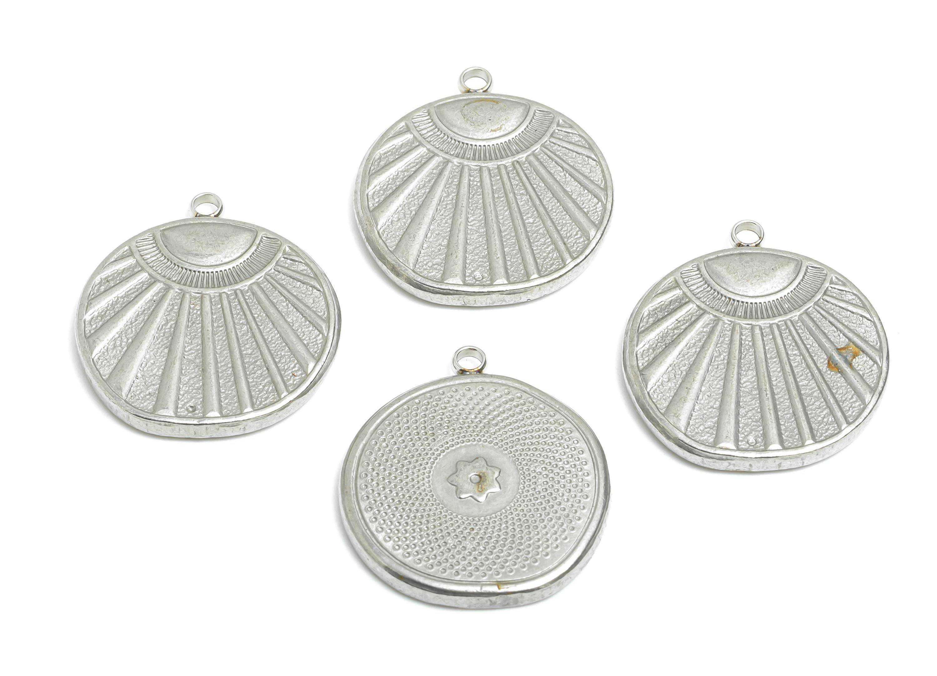 Stainless Steel Sunburst Pendant - Sunlight Medallion Charm - Morning Rays Pendant - Steel Abstract Rising Sun Jewelry - 23x20x2mm-SS2573 - DOMEDBAZAAR