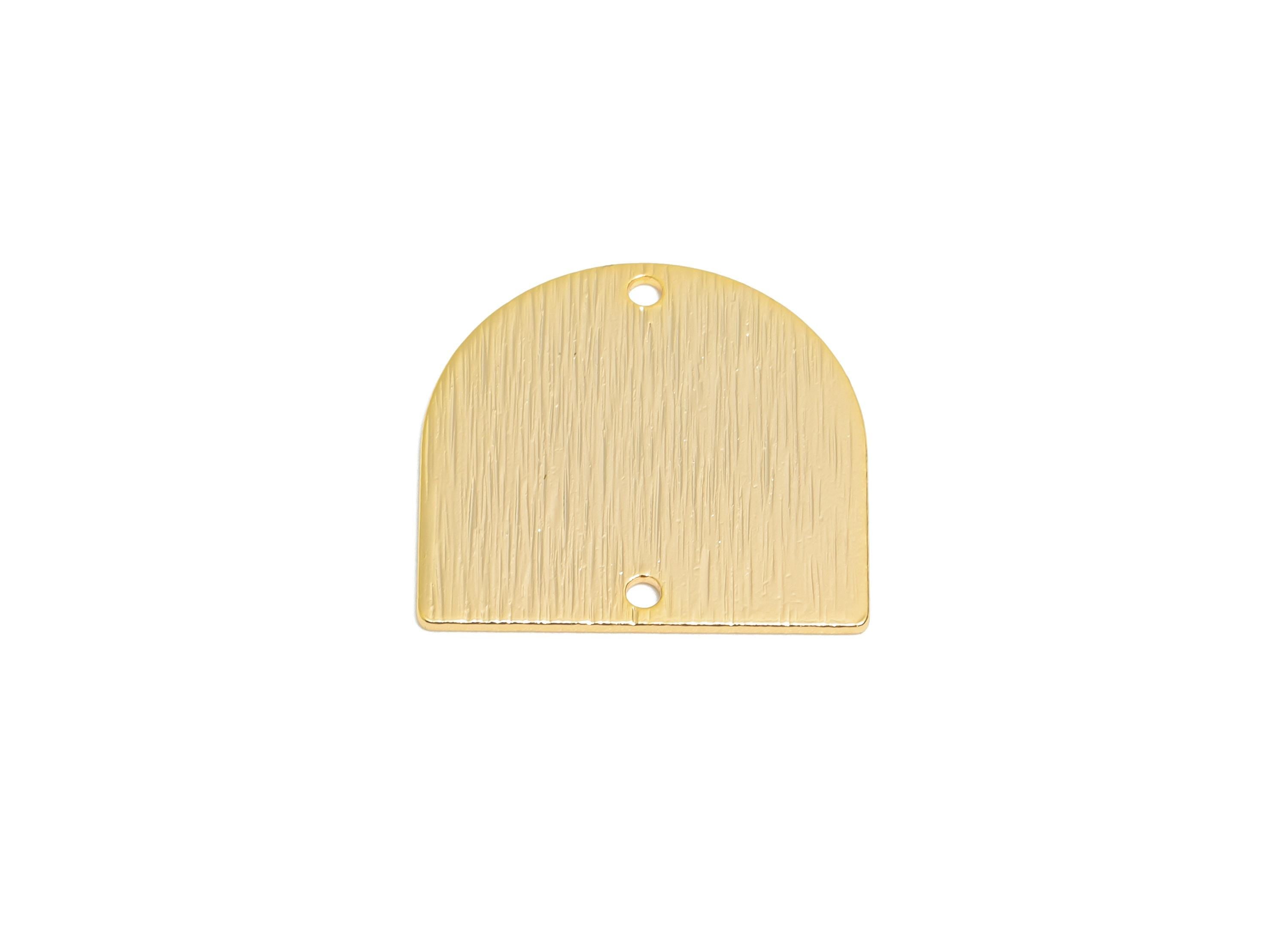 Brass Domed Earring Connector - Brass Geometry Textured Charm - Textured Domed For Jewelry Making - 18k Real Gold Plated -21x11x4mm-RGP10017 - DOMEDBAZAAR