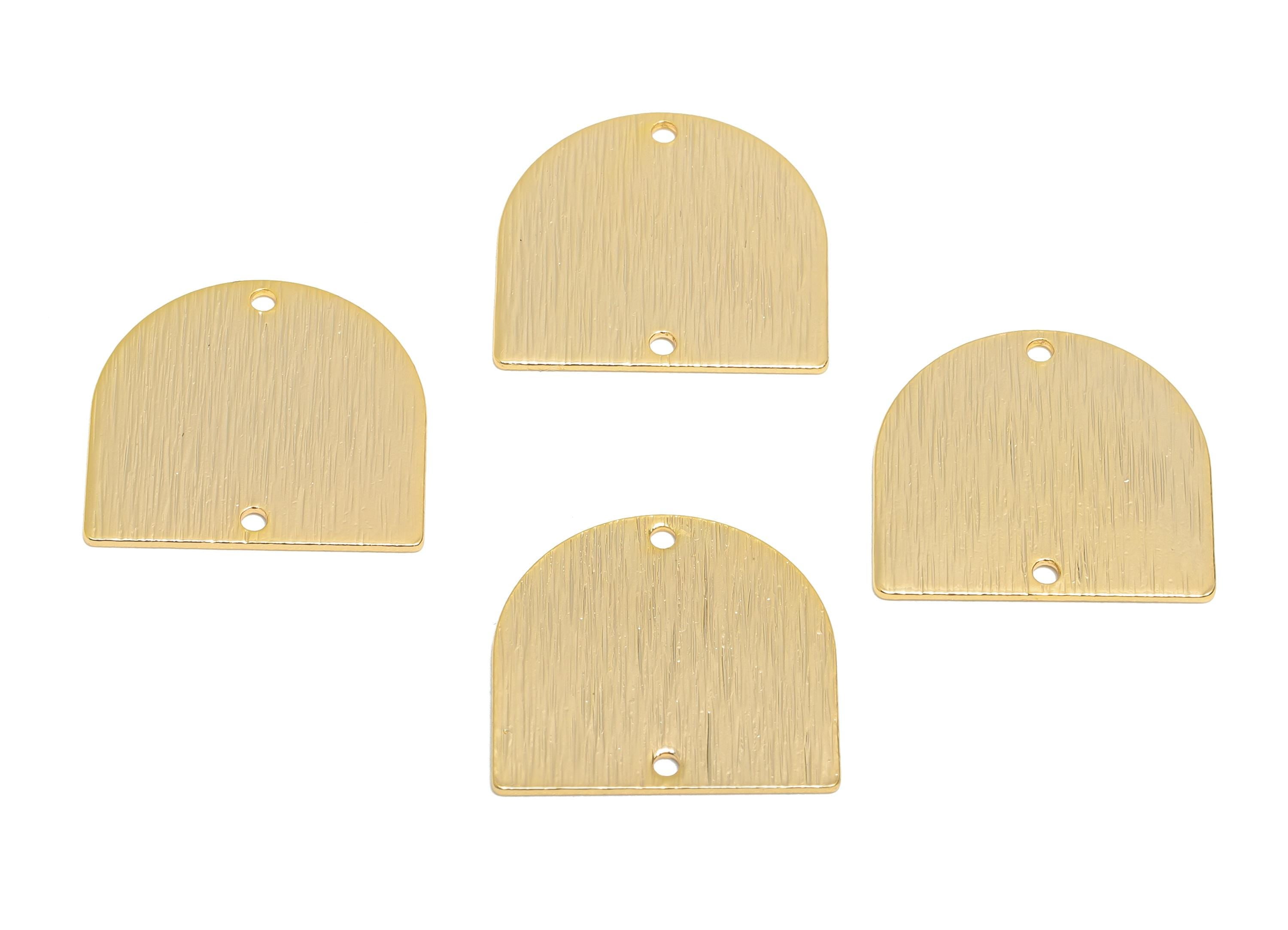 Brass Domed Earring Connector - Brass Geometry Textured Charm - Textured Domed For Jewelry Making - 18k Real Gold Plated -21x11x4mm-RGP10017 - DOMEDBAZAAR