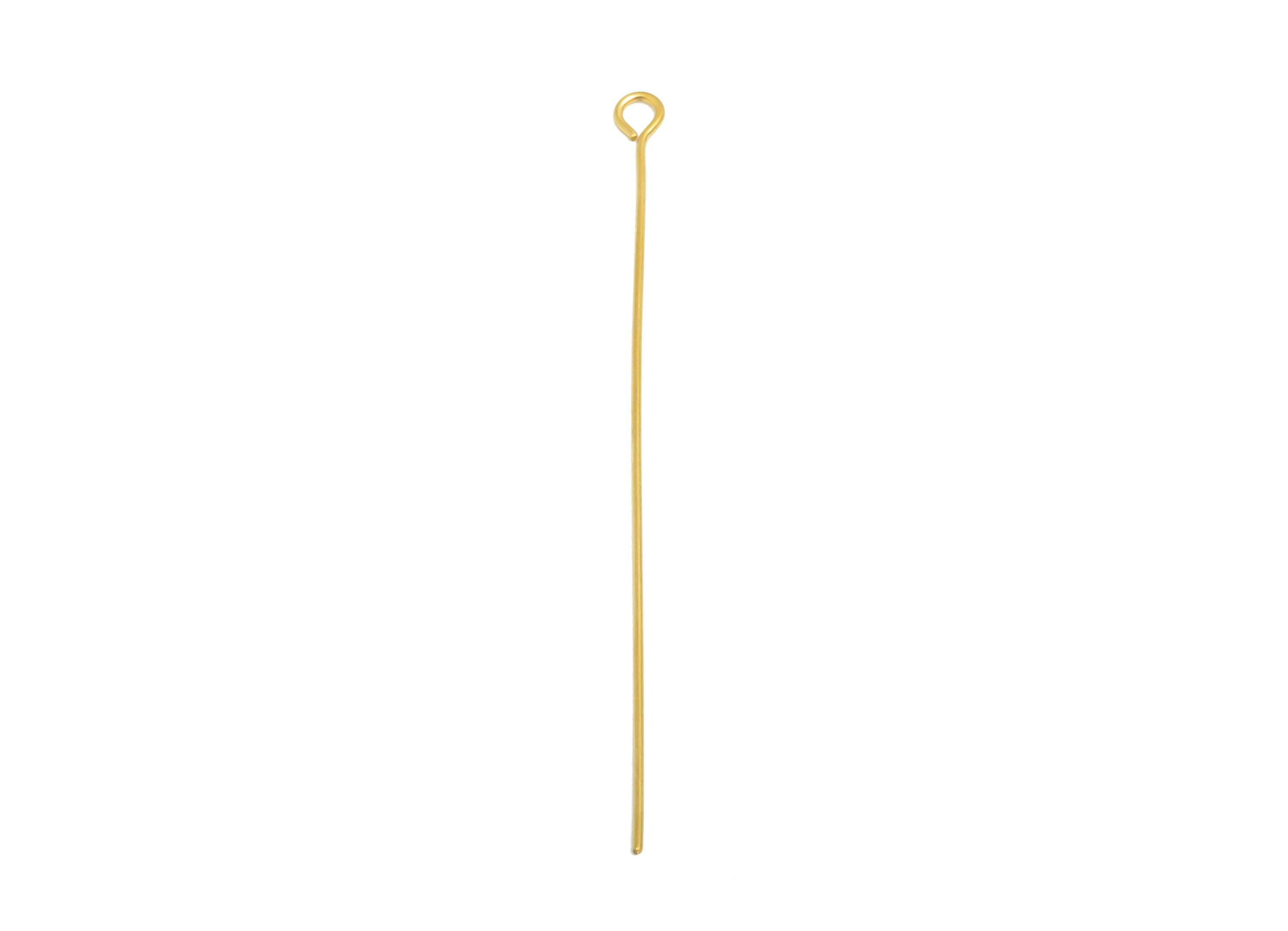 0.7*60mm Steel Eye Pin - Beading Eye Pins for Jewelry - Bulk Eye Beading Supplies for Handmade Jewelry - 18K Real Vacuum Plating -SS2131-60G - DOMEDBAZAAR