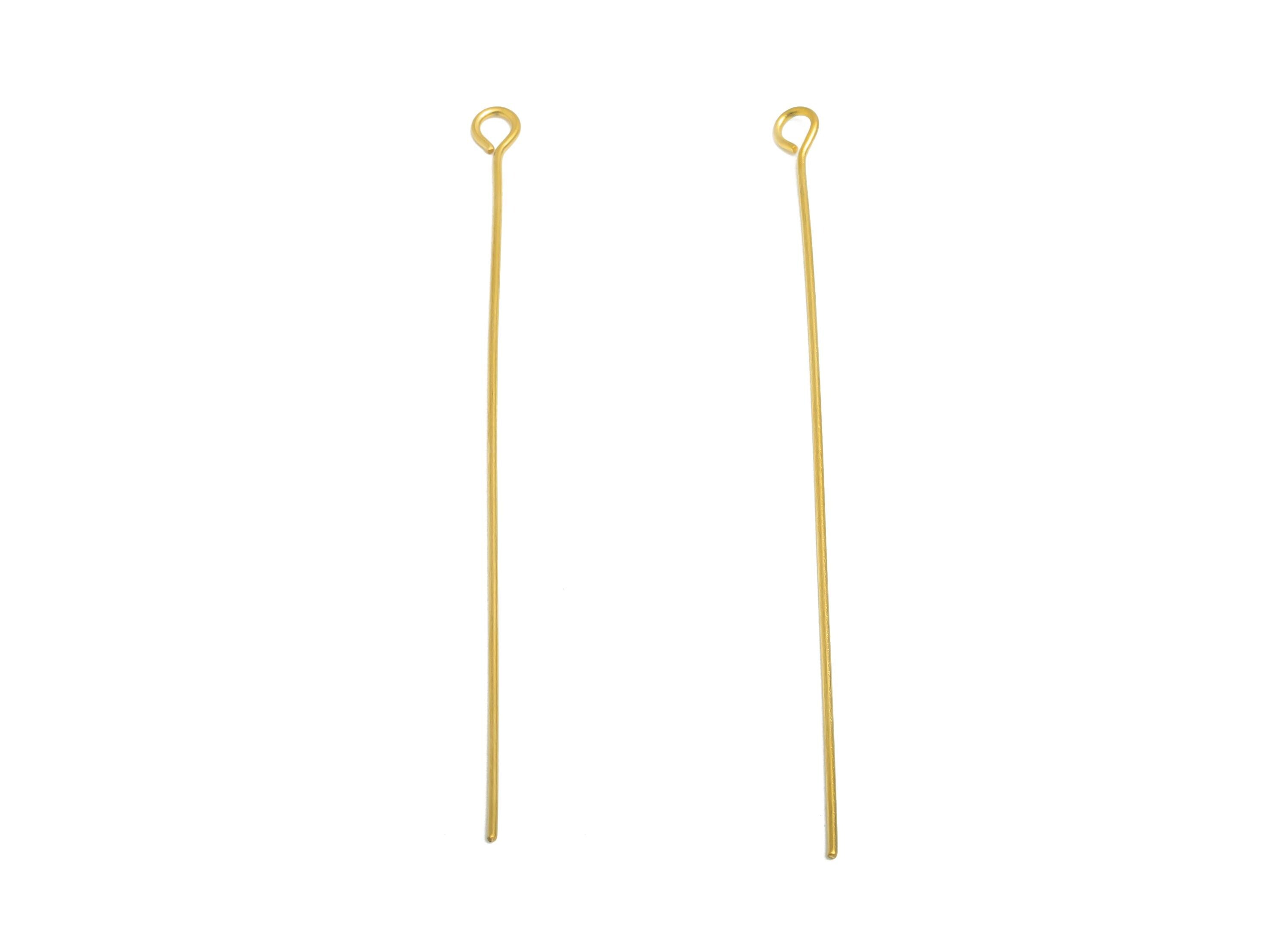 0.7*60mm Steel Eye Pin - Beading Eye Pins for Jewelry - Bulk Eye Beading Supplies for Handmade Jewelry - 18K Real Vacuum Plating -SS2131-60G - DOMEDBAZAAR