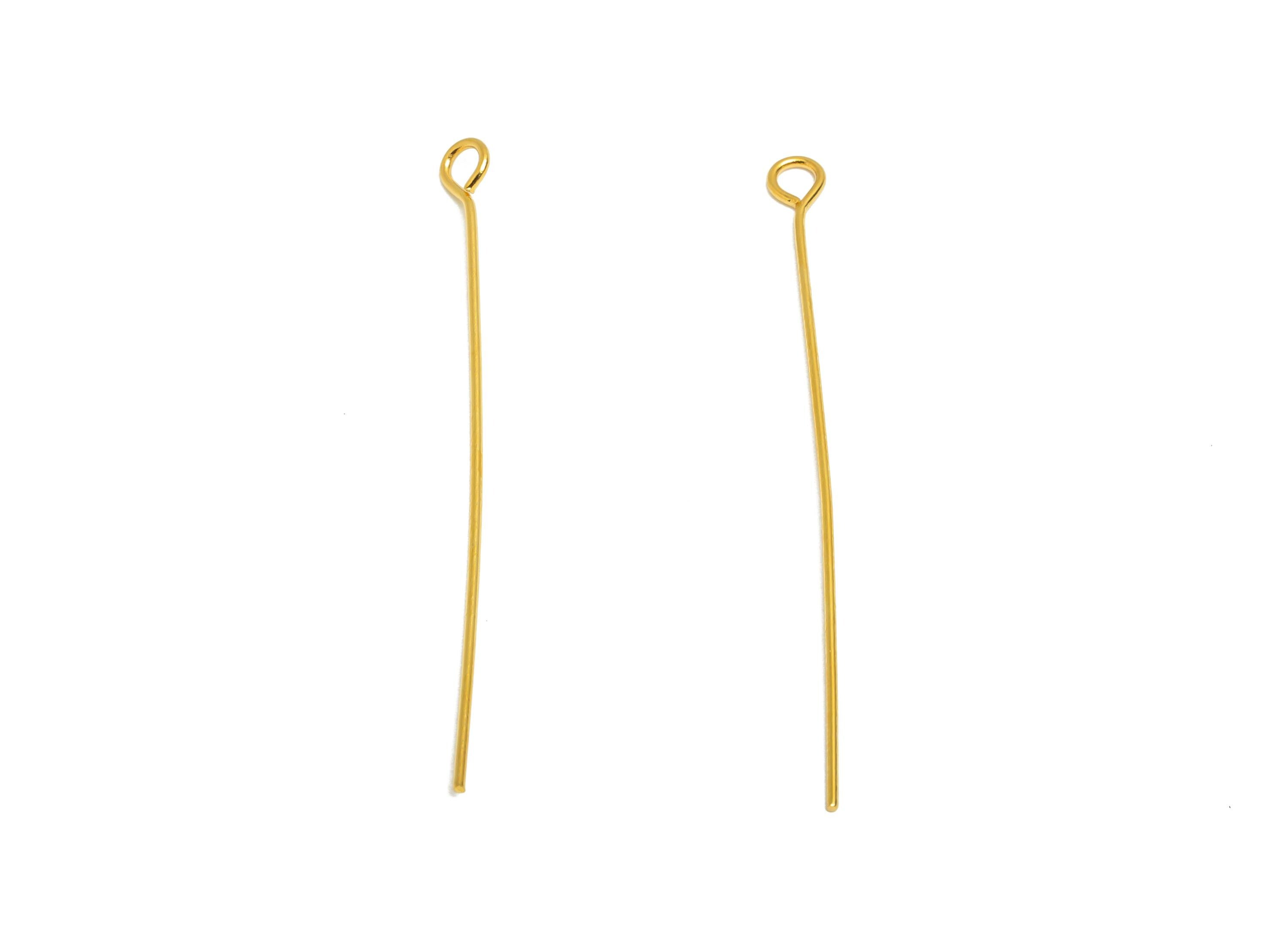 0.7*45mm Steel Eye Pin - Beading Eye Pins for Jewelry - Bulk Eye Beading Supplies for Handmade Jewelry - 18K Real Vacuum Plating -SS2131-45G - DOMEDBAZAAR