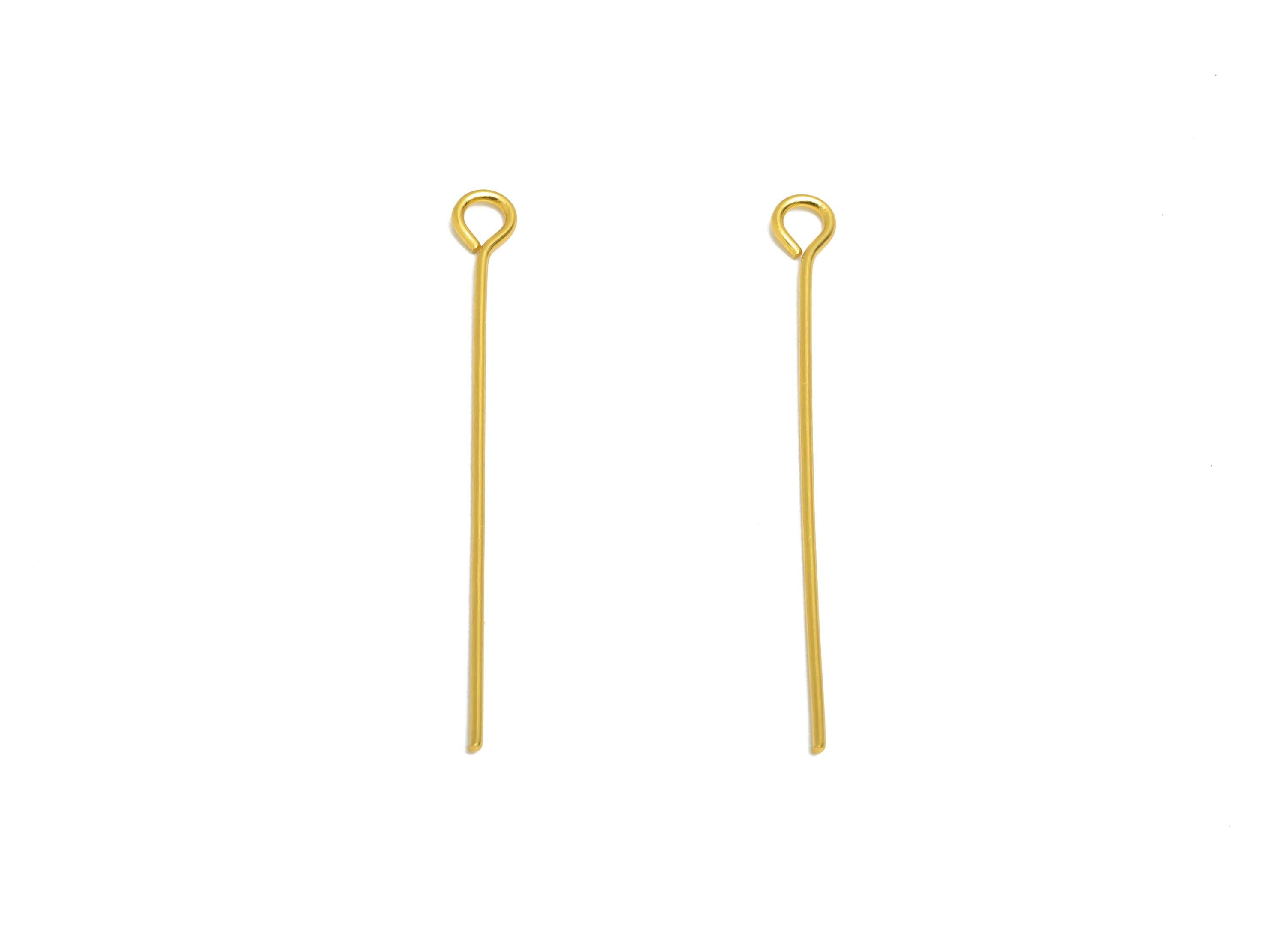 0.7*35mm Steel Eye Pin - Beading Eye Pins for Jewelry - Bulk Eye Beading Supplies for Handmade Jewelry - 18K Real Vacuum Plating -SS2131-35G