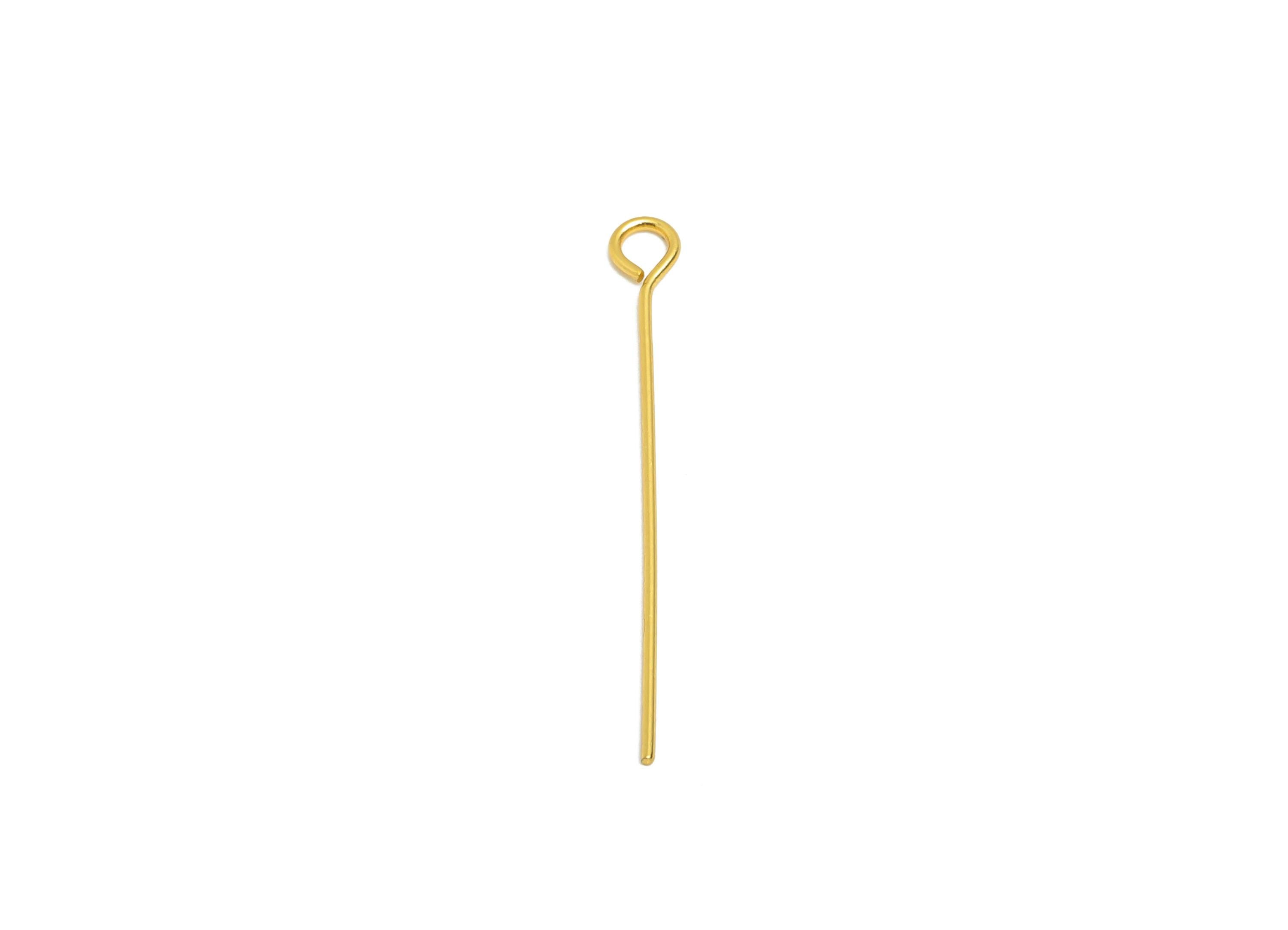 0.7*30mm Steel Eye Pin - Beading Eye Pins for Jewelry - Bulk Eye Beading Supplies for Handmade Jewelry - 18K Real Vacuum Plating -SS2131-30G