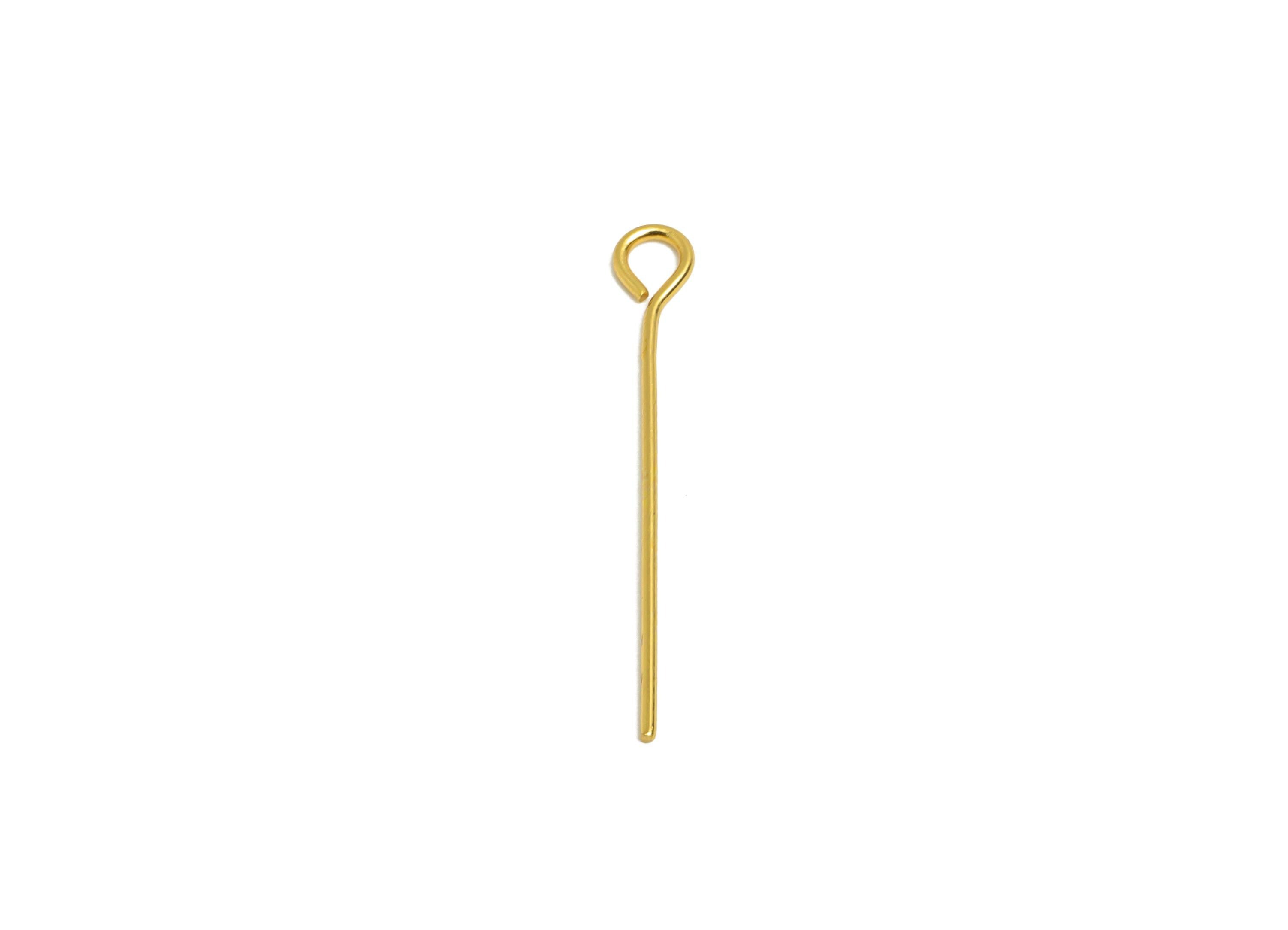 0.7*25mm Steel Eye Pin - Beading Eye Pins for Jewelry - Bulk Eye Beading Supplies for Handmade Jewelry - 18K Real Vacuum Plating- SS2131-25G